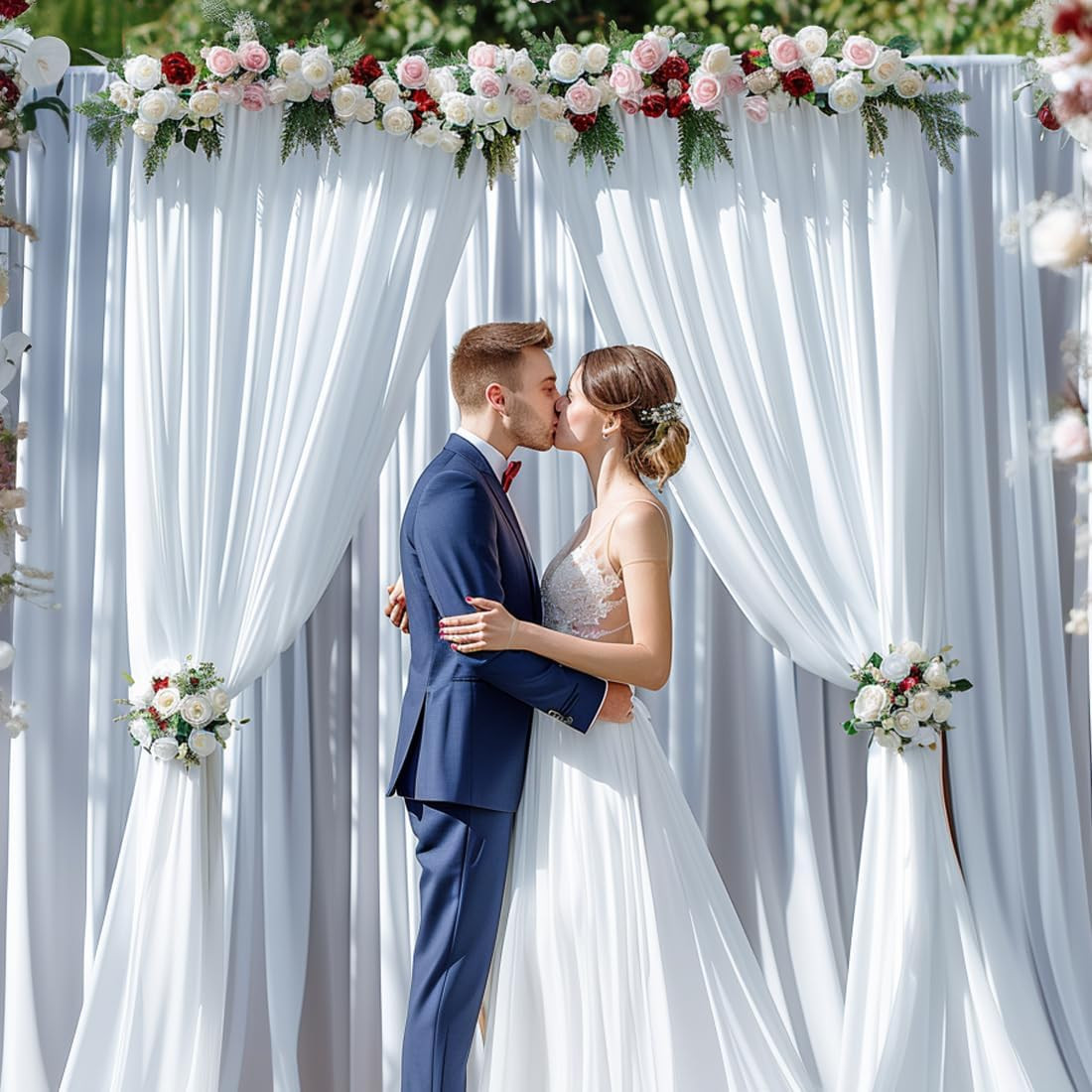 30X10Ft Wrinkle Free White Backdrop Curtain for Parties Soft Fabric Drapes Weddi