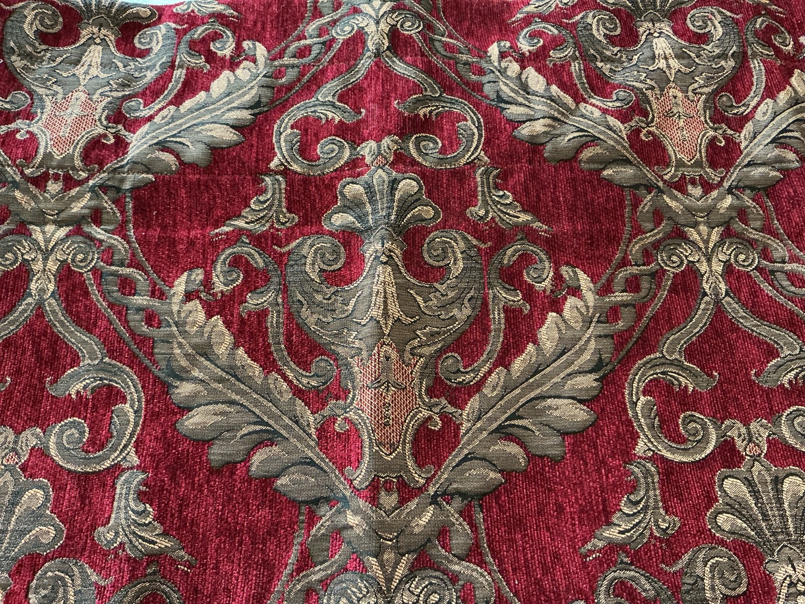 2 CROSCILL Imperial Damask Curtain Valances Red Gold Tapestry Medallion Luxury