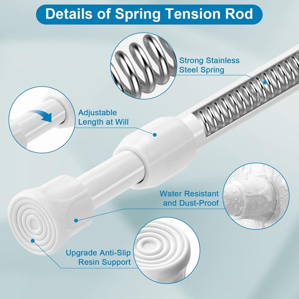 2 PCS Spring Tension Curtain Rods Telescoping Small Short Window Rod No