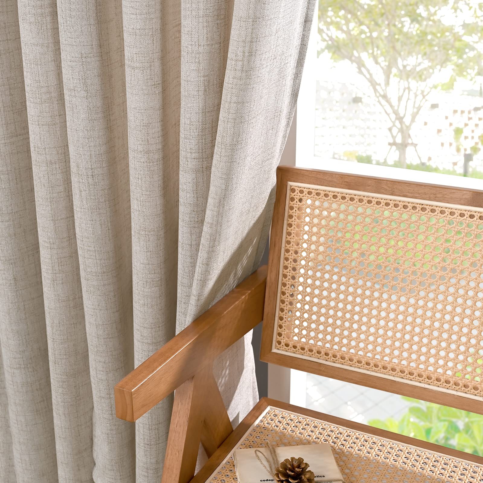 40 Inch Length Linen Curtains for Kitchen Cafe 42″W x 40″L (Pack of 2) Natura