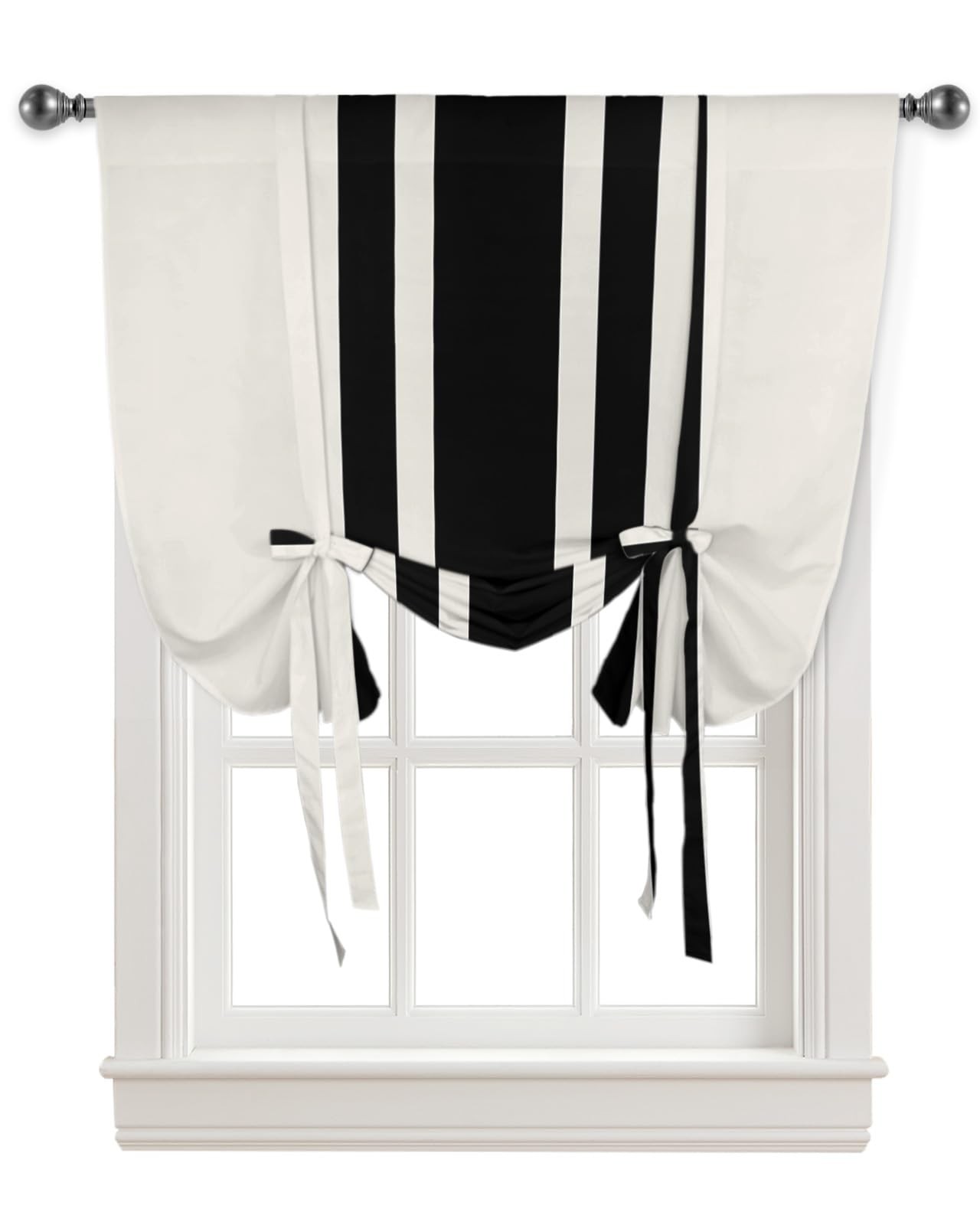 Curtains Balloon Window Shade Christmas Black and White Stripe Rustic Farmhou…