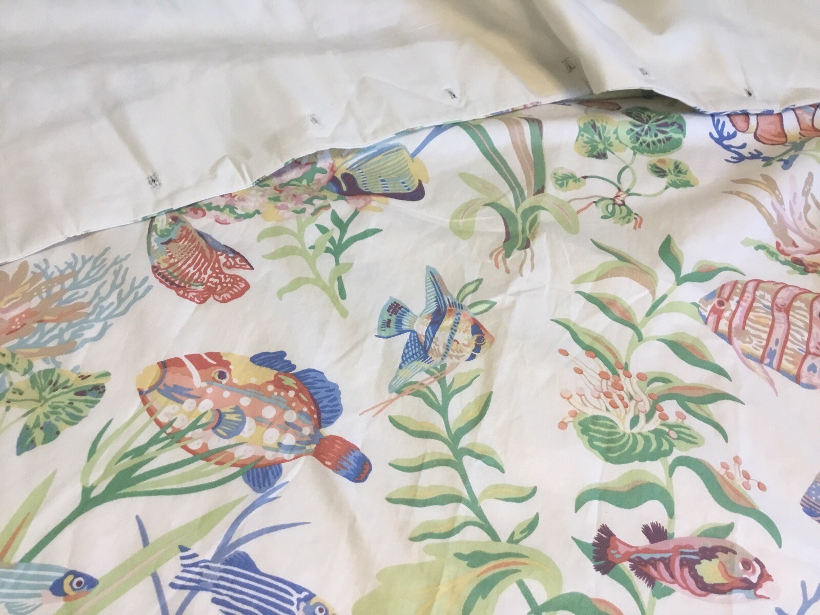 Curtain, Shower, Bedspread, Throw, Lined, 105 In Wide 80 In Long Sea Life Beige