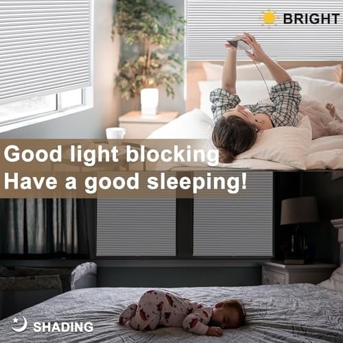 1.5-Inch Cellular Cordless Blackout Shades,Thermal 19″W x 36″H White-blackout