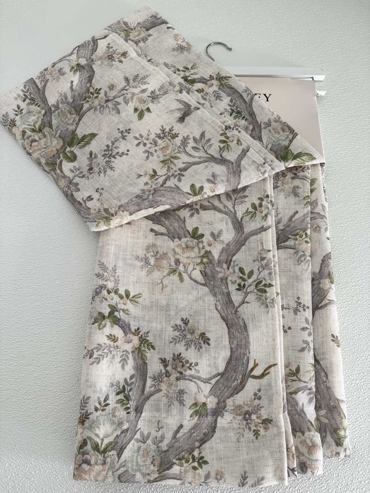 Laura Ashley Window Curtains 2 Panels 38 x 96″ Linen Khaki Gray Cream Pole Top