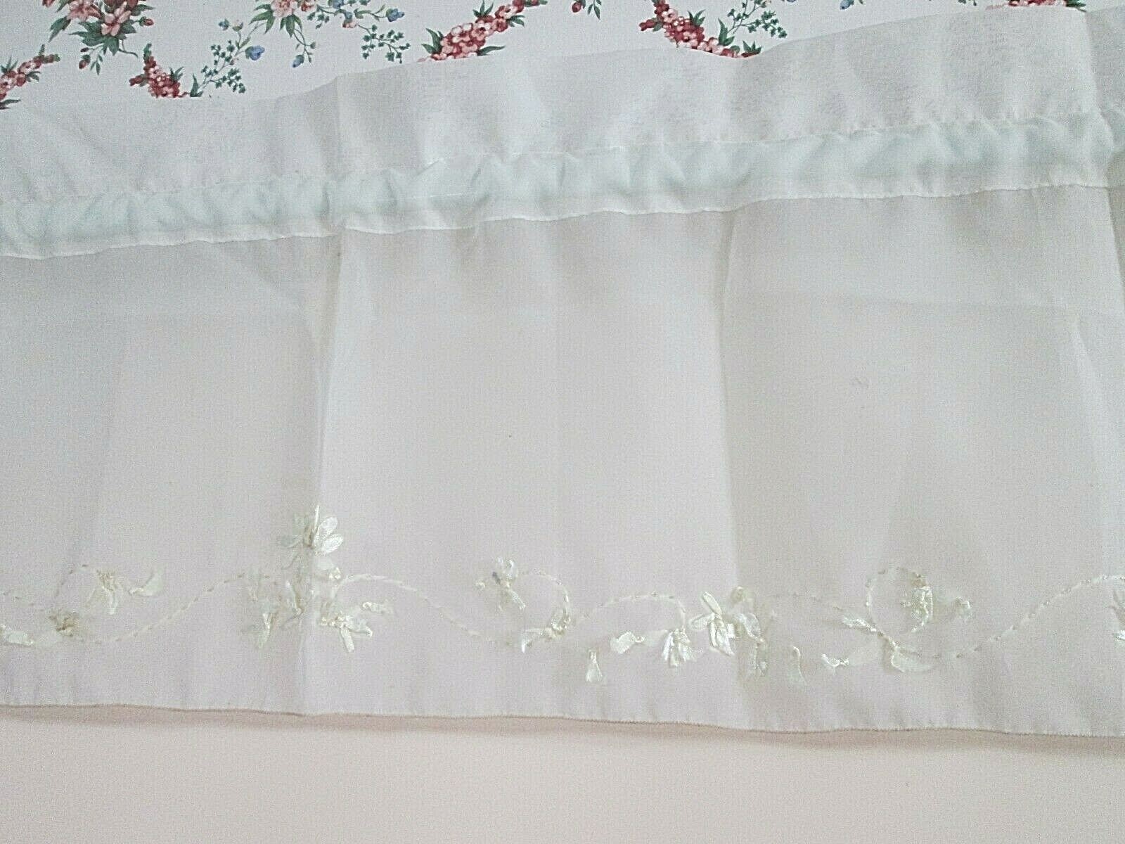 L 60″ x W 13″ Sheer Rod Pocket Valance with Ribbon Embroidery
