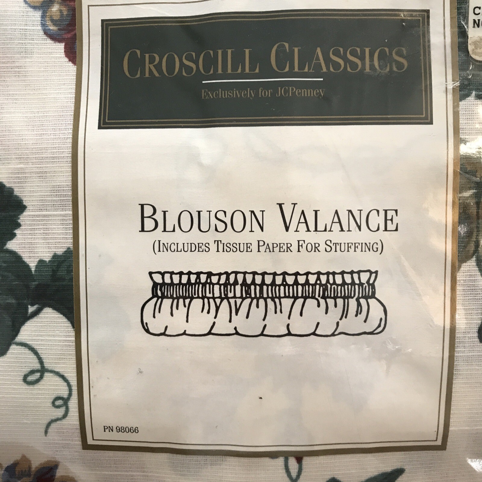 Croscill Classics SO SONOMA Blouson VALANCE 86”x 15” NOS green ivory multi