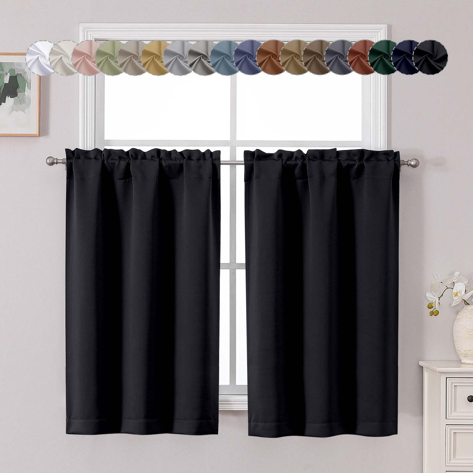 Chyhomenyc Short Black Out Curtains 45 Inch 30″W x 45″L (Pack of 2),