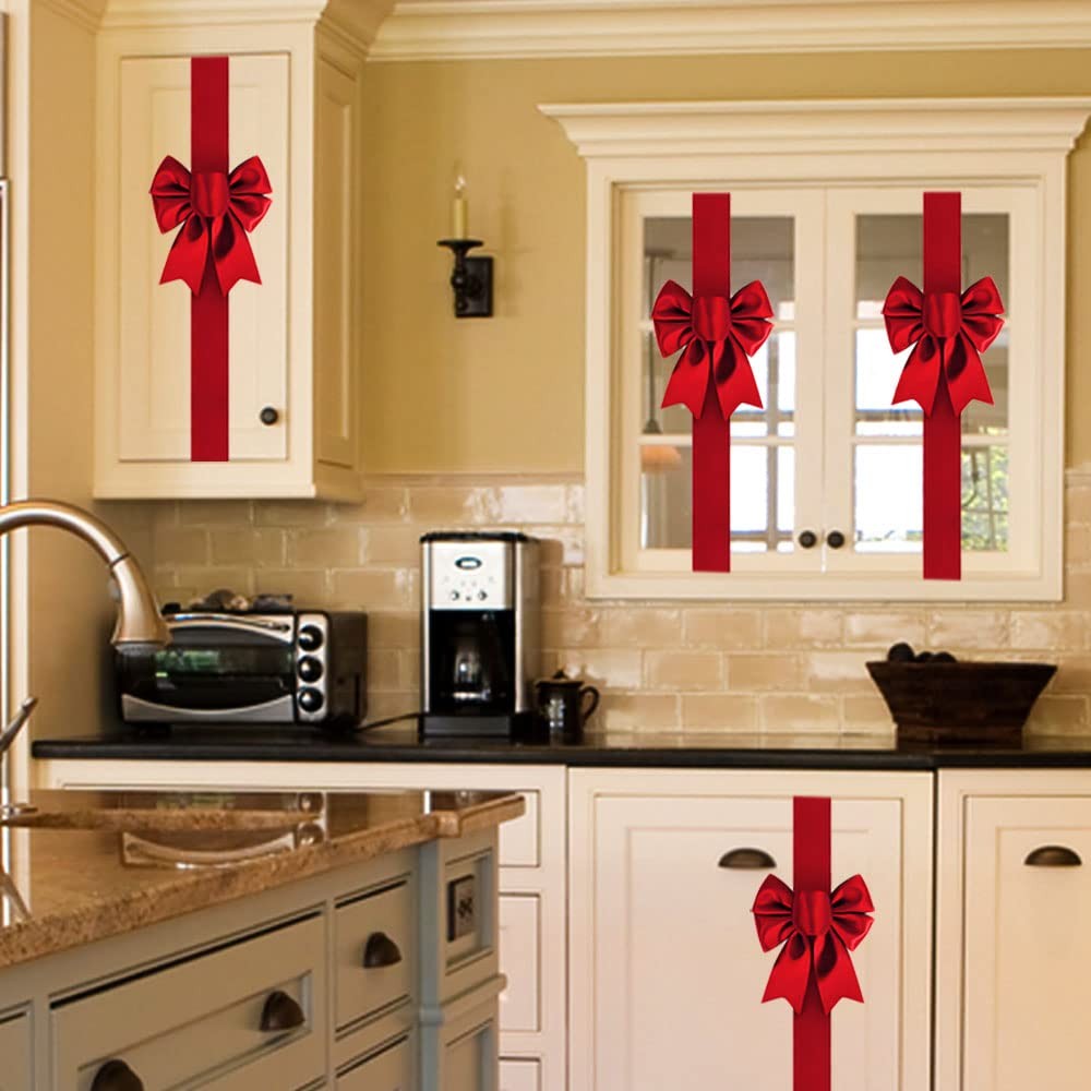 Christmas Cabinet Bows Festive Ribbons Large Door Ribbon Decoration Red