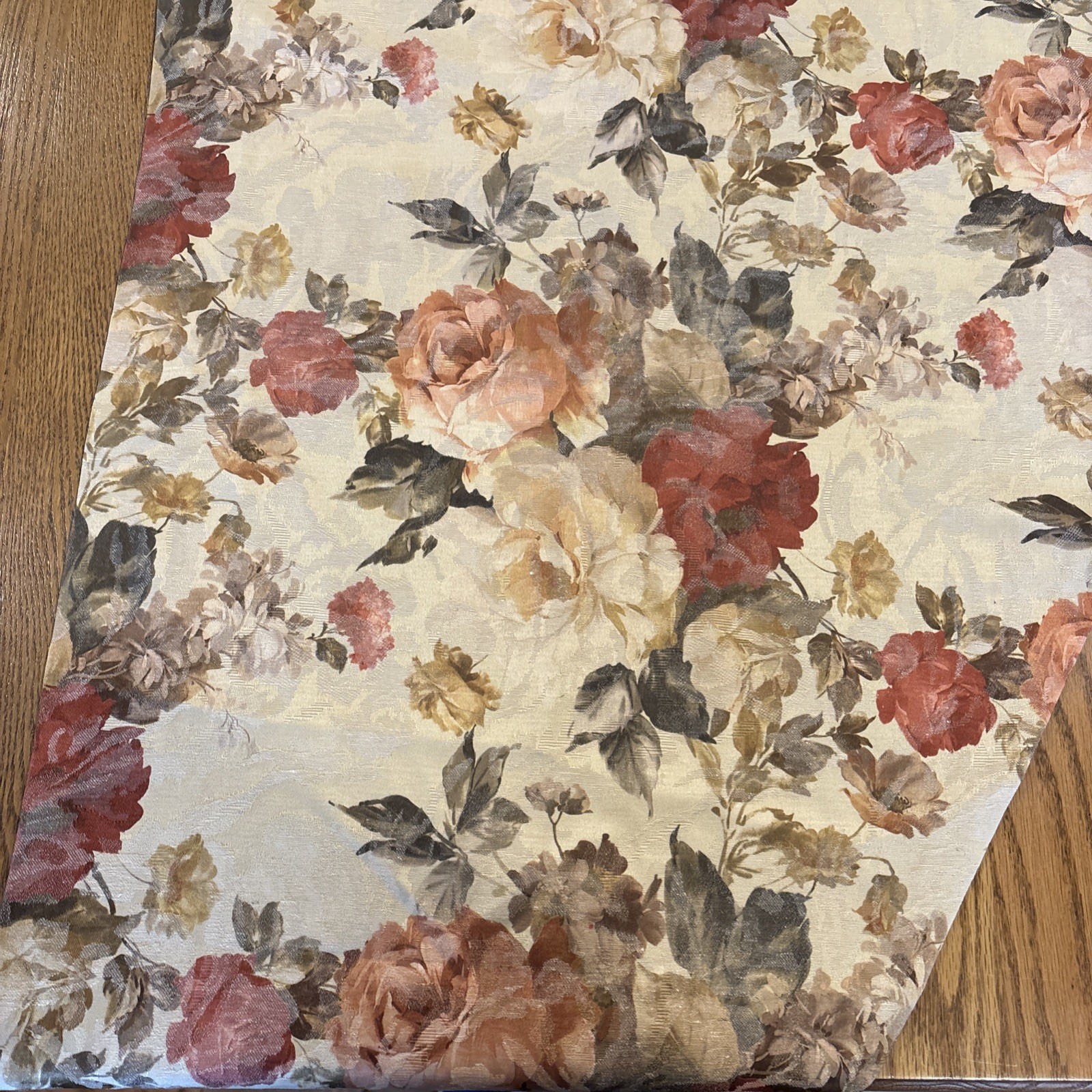 Set of 2 24×61” Floral Rose Lined Curtain Panels, Left & Right, Wide Rod Pocket