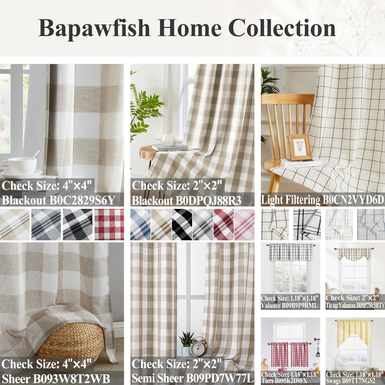 Bapawfish Red White Buffalo Check Window Curtain Panel 54 Inch Long,Burgundy …