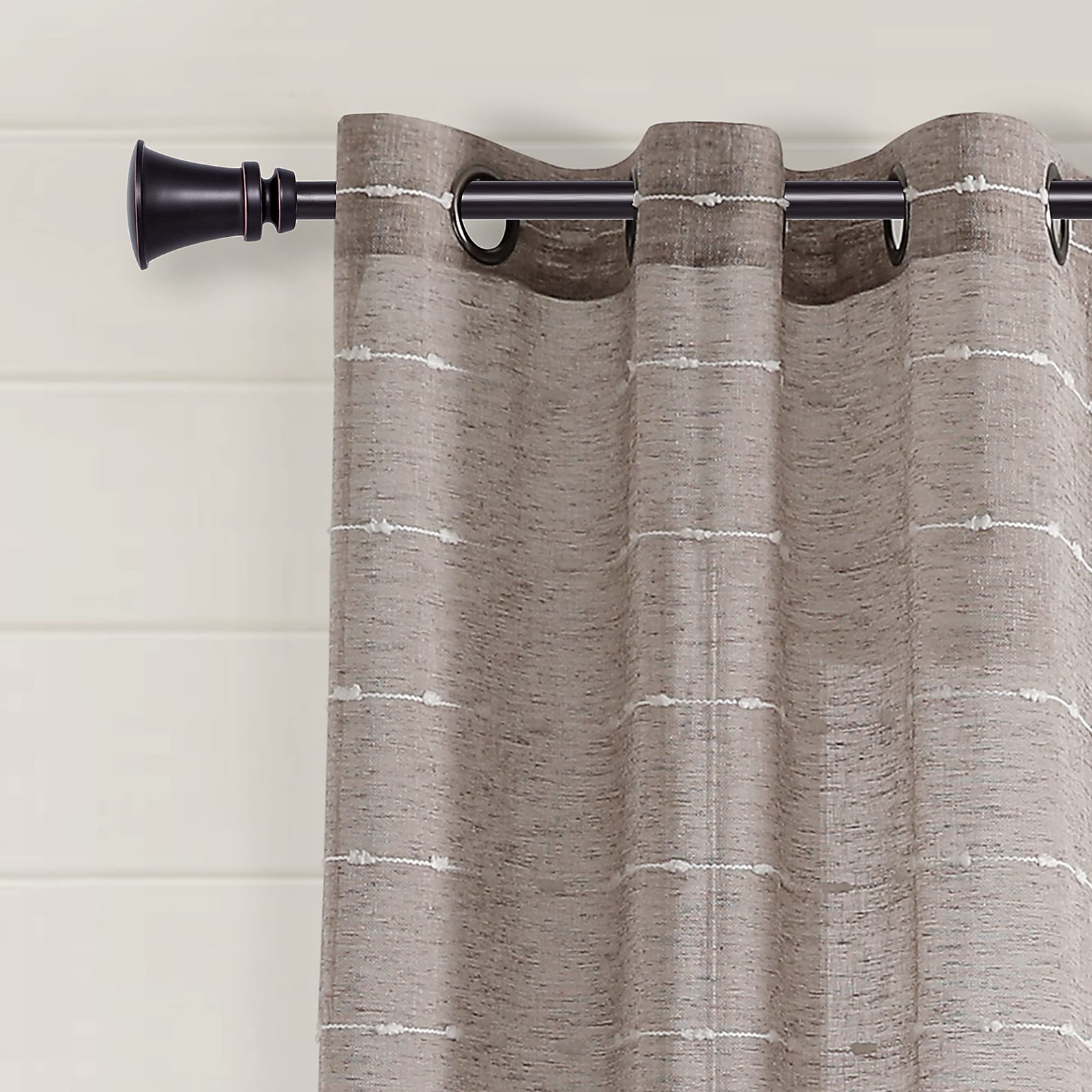 Farmhouse Textured Grommet Sheer Window Curtain Panel Pair 38w X 120l B
