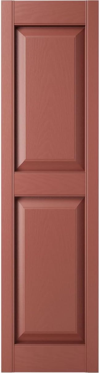 Ekena Millwork Vinyl Raised Panel Shutters 14.75in W x 55in H Burgundy Red Pair