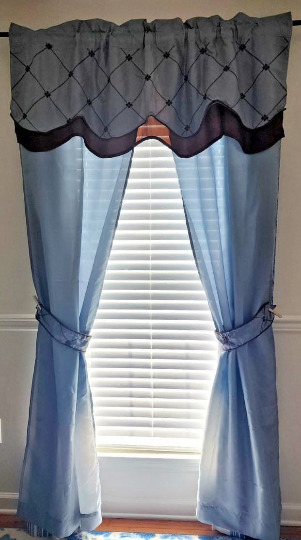 Better Homes and Gardens Curtain Layered Valance Rod-Pocket 84×55 Aqua/Brown