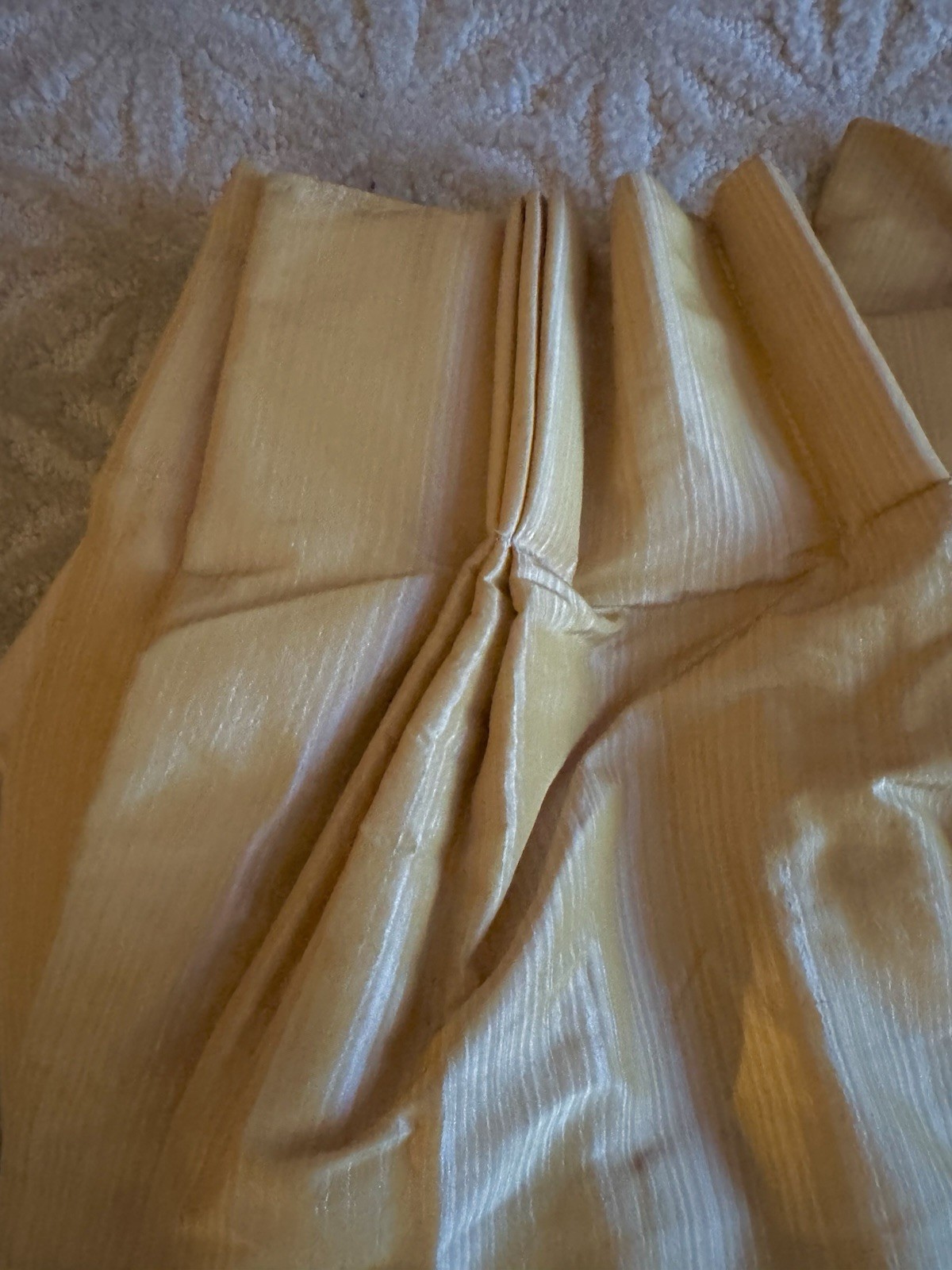Custom Drape Silk Taffeta Side Panel 34” X 100” Marigold-Gold Pinch Pleated