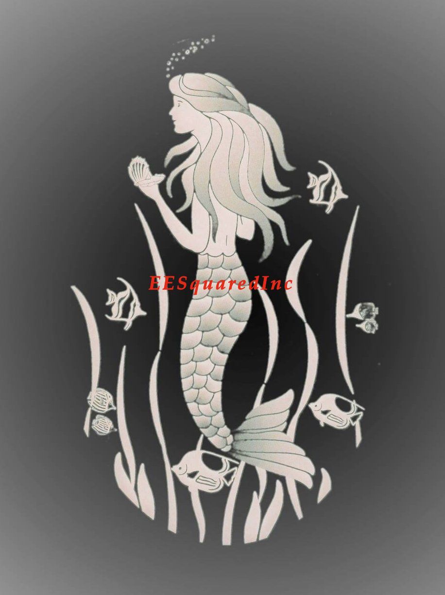 Mermaid Static Cling OVAL Window Decal 8×12 Sliding Glass & Shower Door Decor
