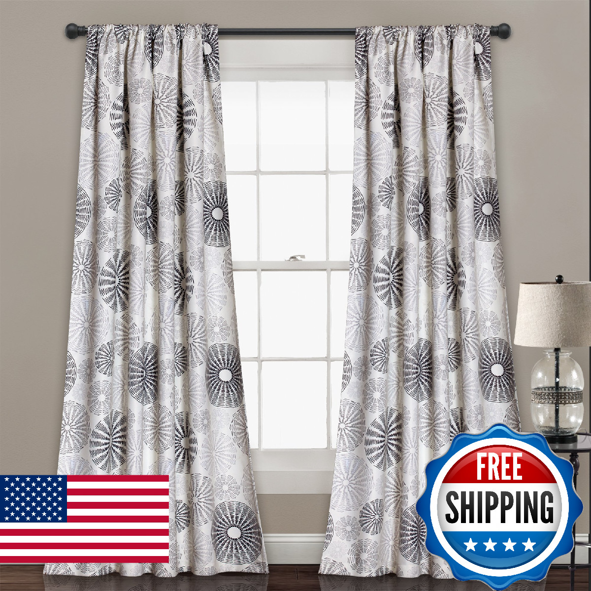 Lush Decor Multi Circles Light Filtering Window Curtain Panel Pair 84 X 52