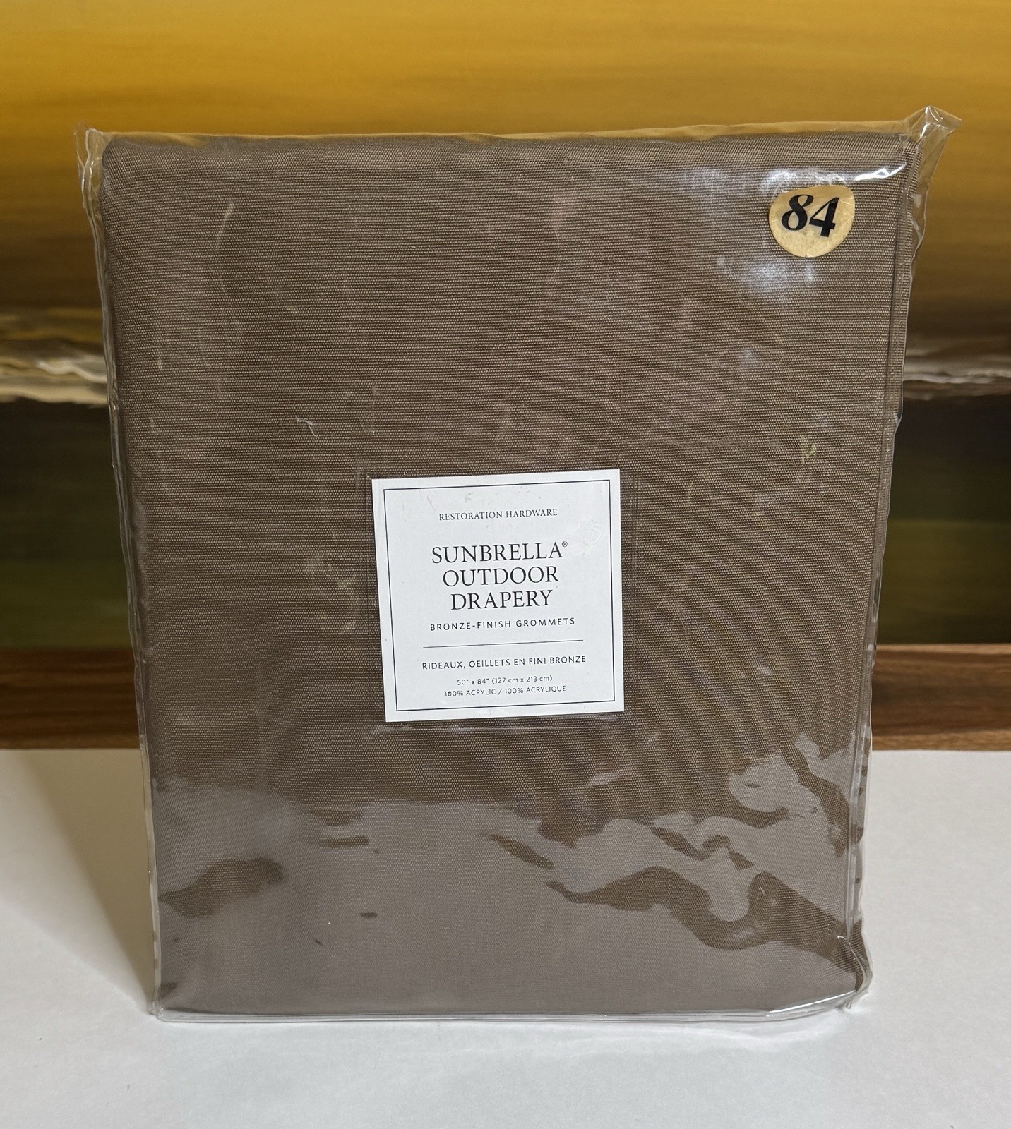 Restoration Hardware Sunbrella Outdoor Drapery Grommets 50″W x 84″L Mocha $169