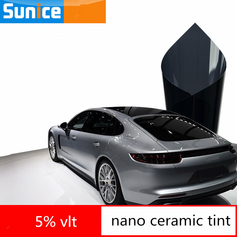 5%VLT Limo Black Car Window Tint Film 4mil Nano Ceramic Heat Reduce Car Foils