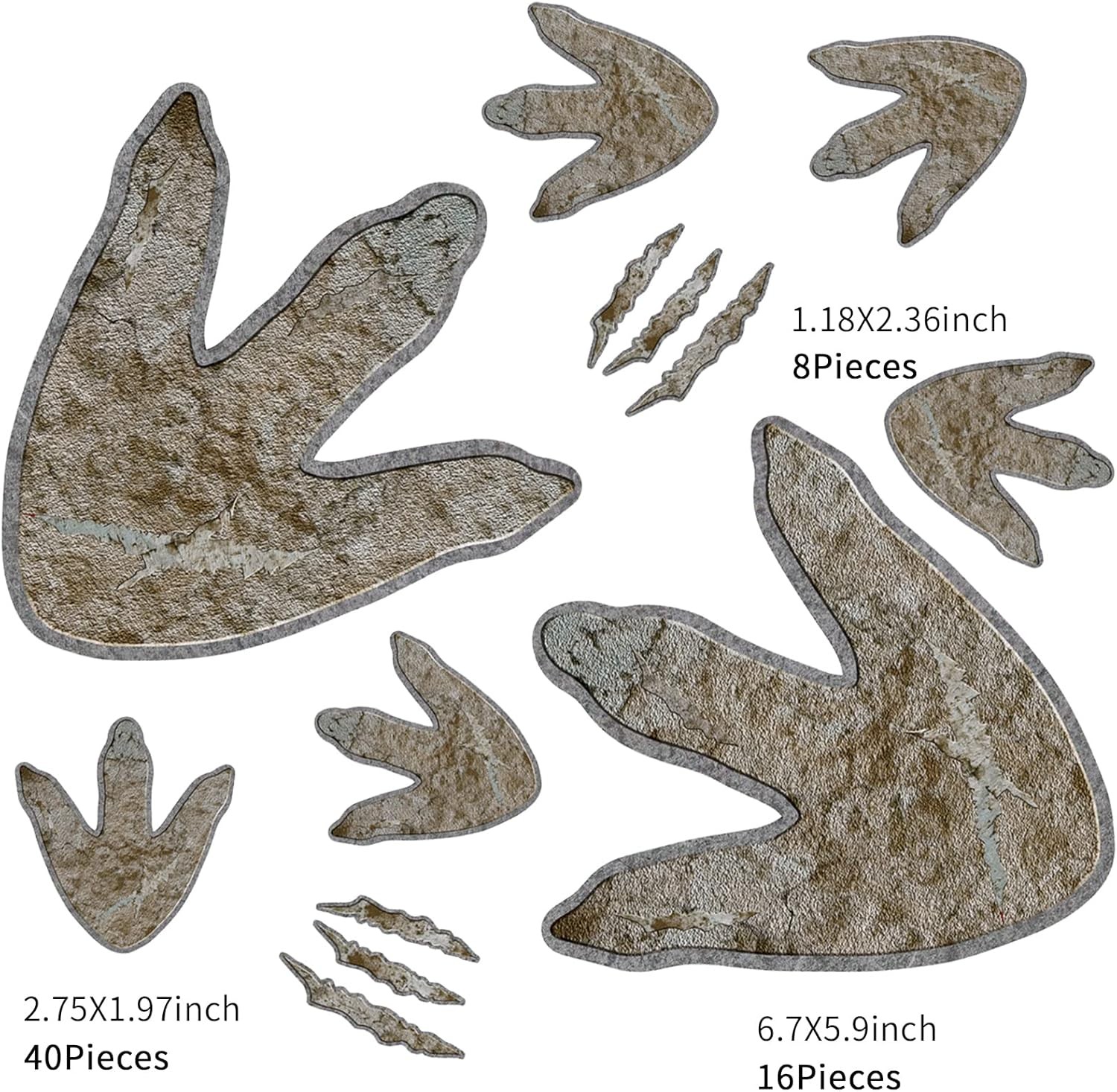 64 Pieces Dinosaur Footprints Floor Decals Decor Peel and Stick Beige