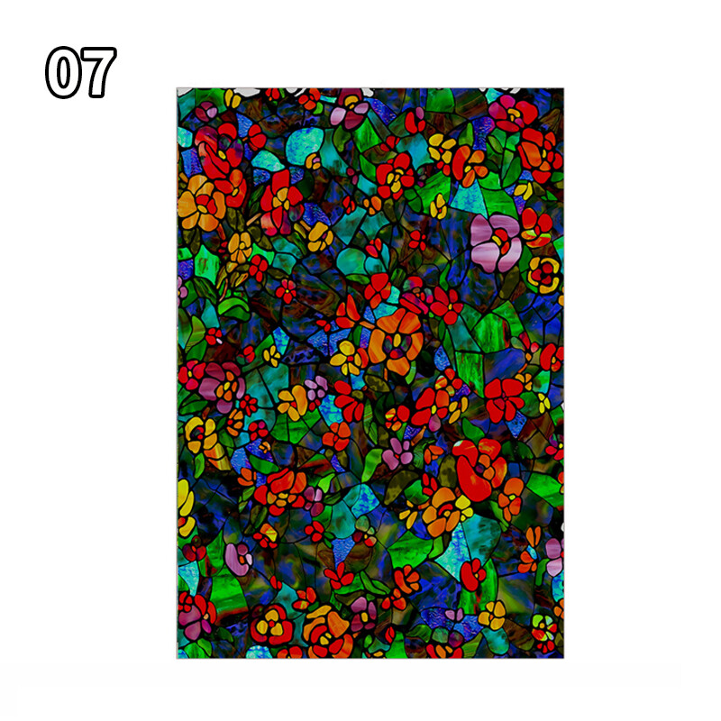 Stained Flower Magnolia Stickers Windows Film Static Sliding Door Decor