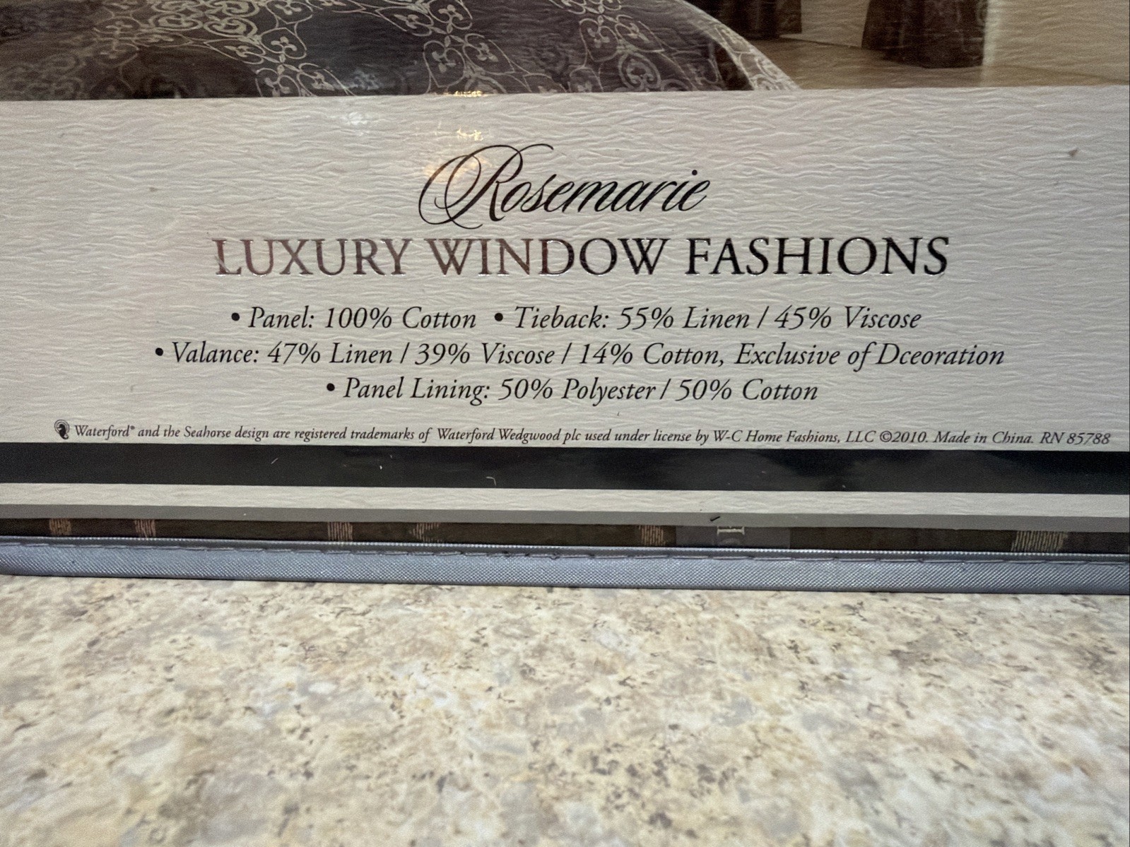 New Waterford Fine Linen Rosemarie Pole Top Window Drape 50in X 84in