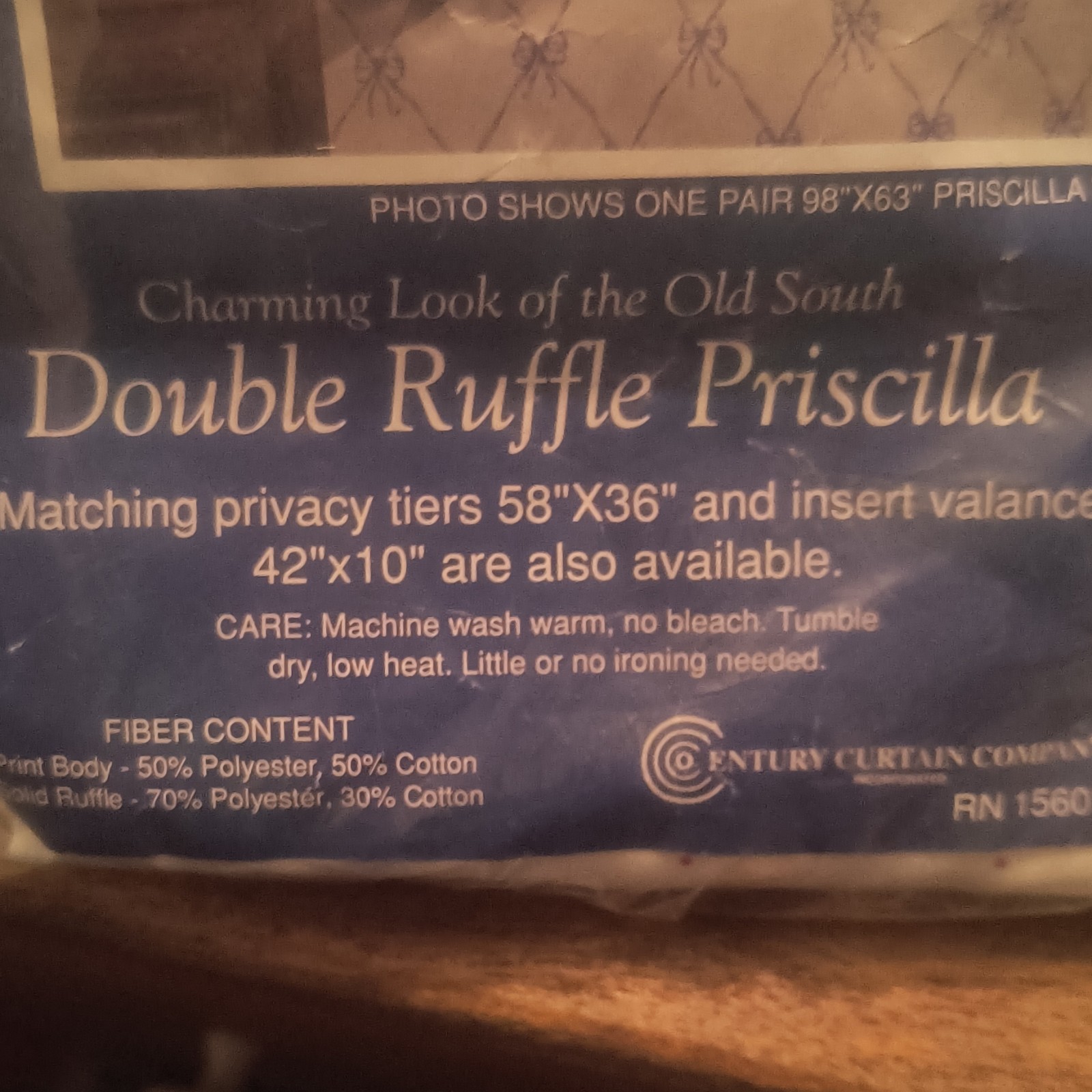 vintage 1980’sSavannah Double Ruffle Priscilla Privacy Tiers Rod Pocket 58×36