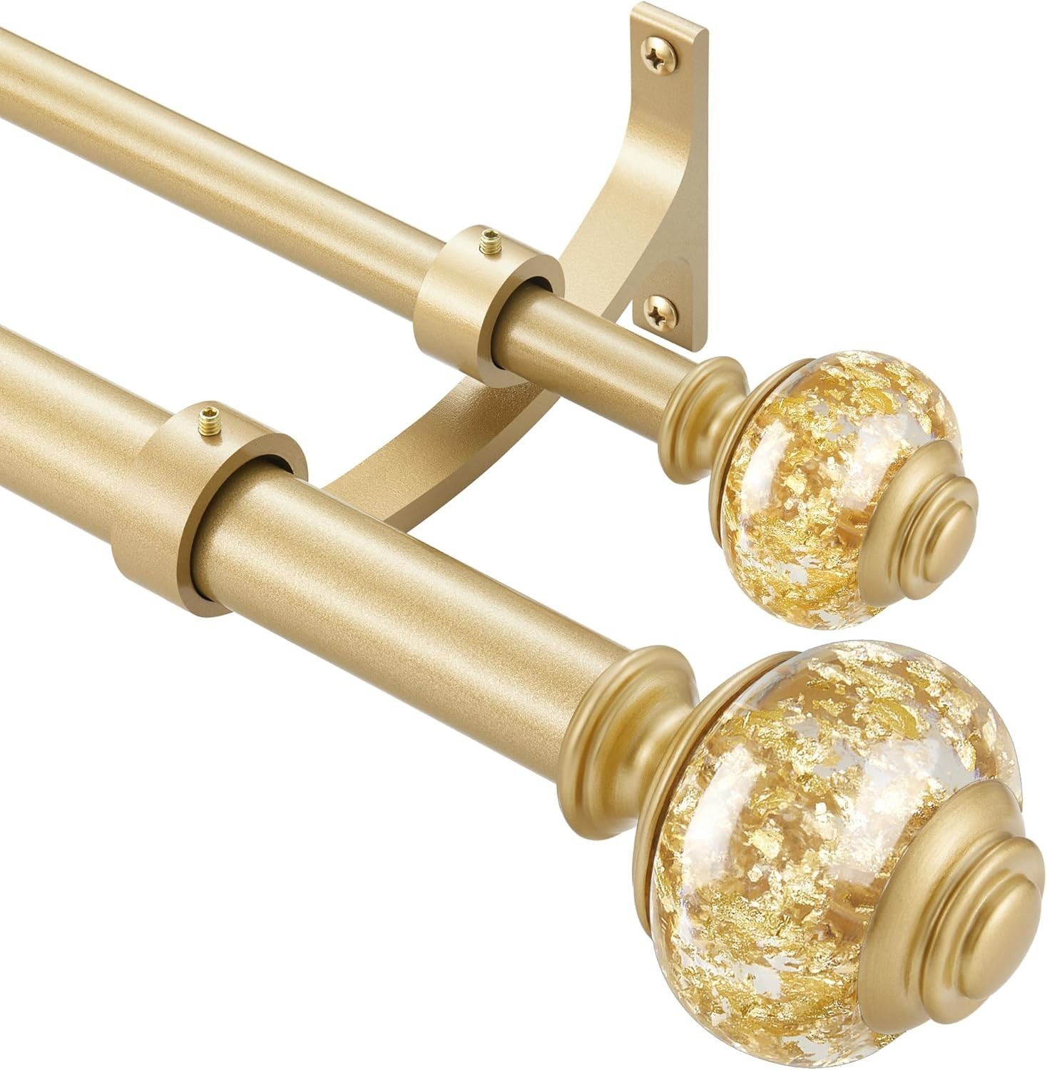 Curtain Rods Double Telescoping Heavy Duty 36-72 Inches Warm Gold Decoration