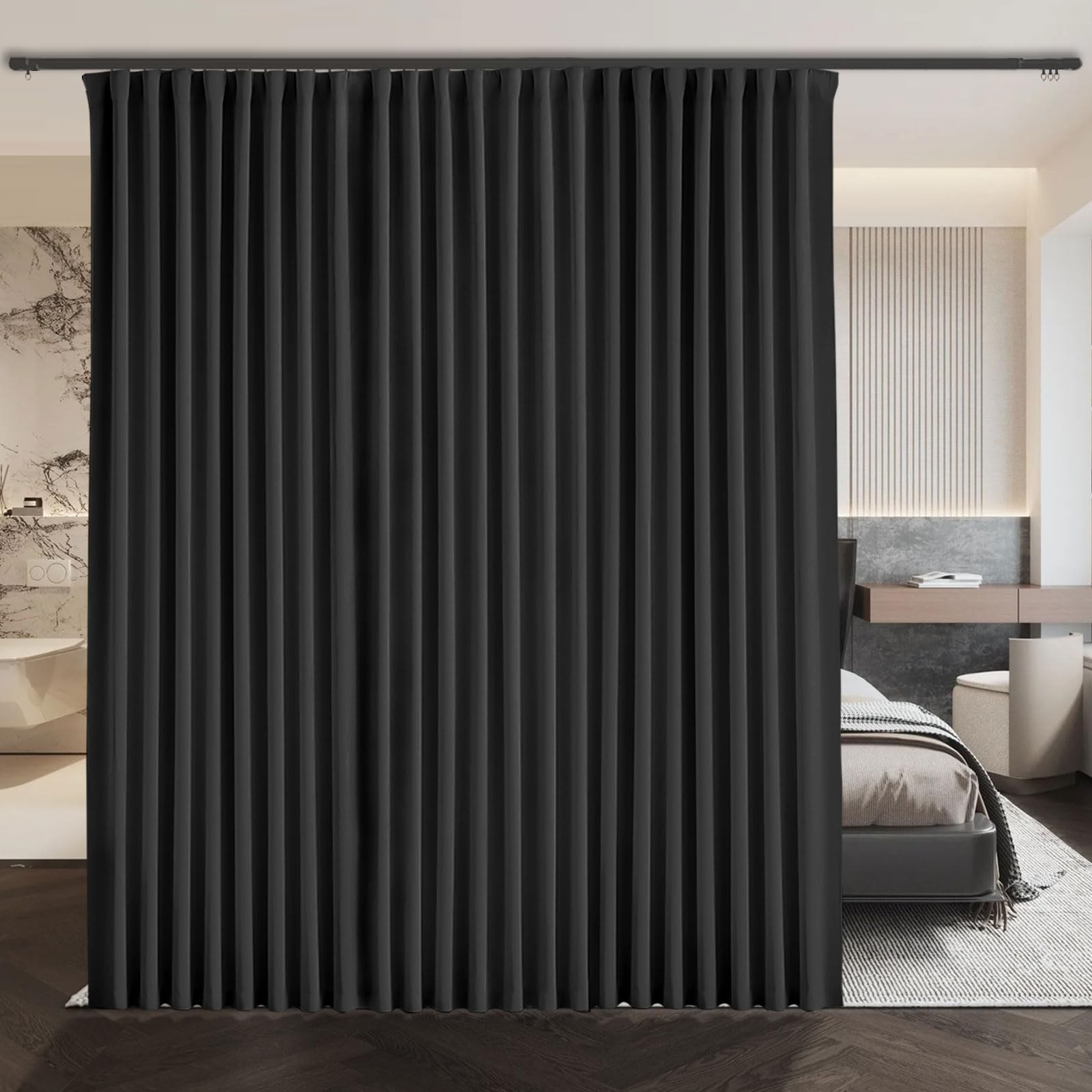 Extra Tall Curtains, for Ceiling Track or Rod with Hooks Adaptable to Various…
