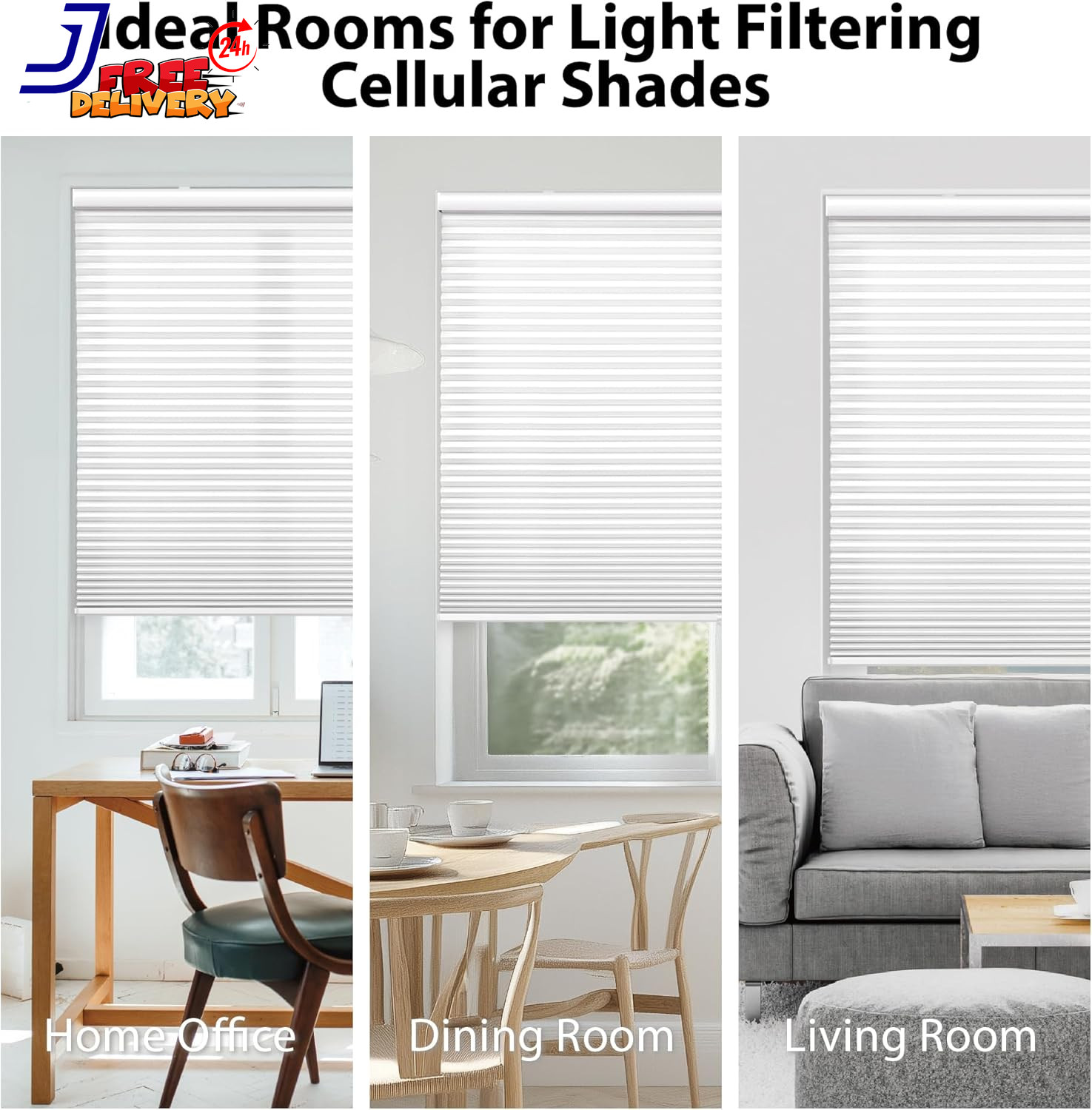 Cordless 1.5″ Light Filtering Cellular Shade, 71″ W X 48″ H, White