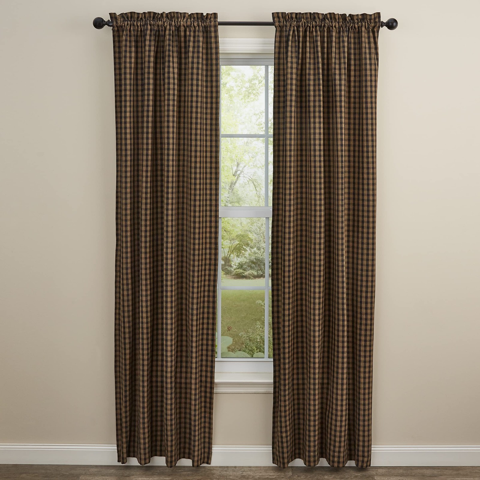 Sturbridge Lined Curtain Panel Pair 84″, Black