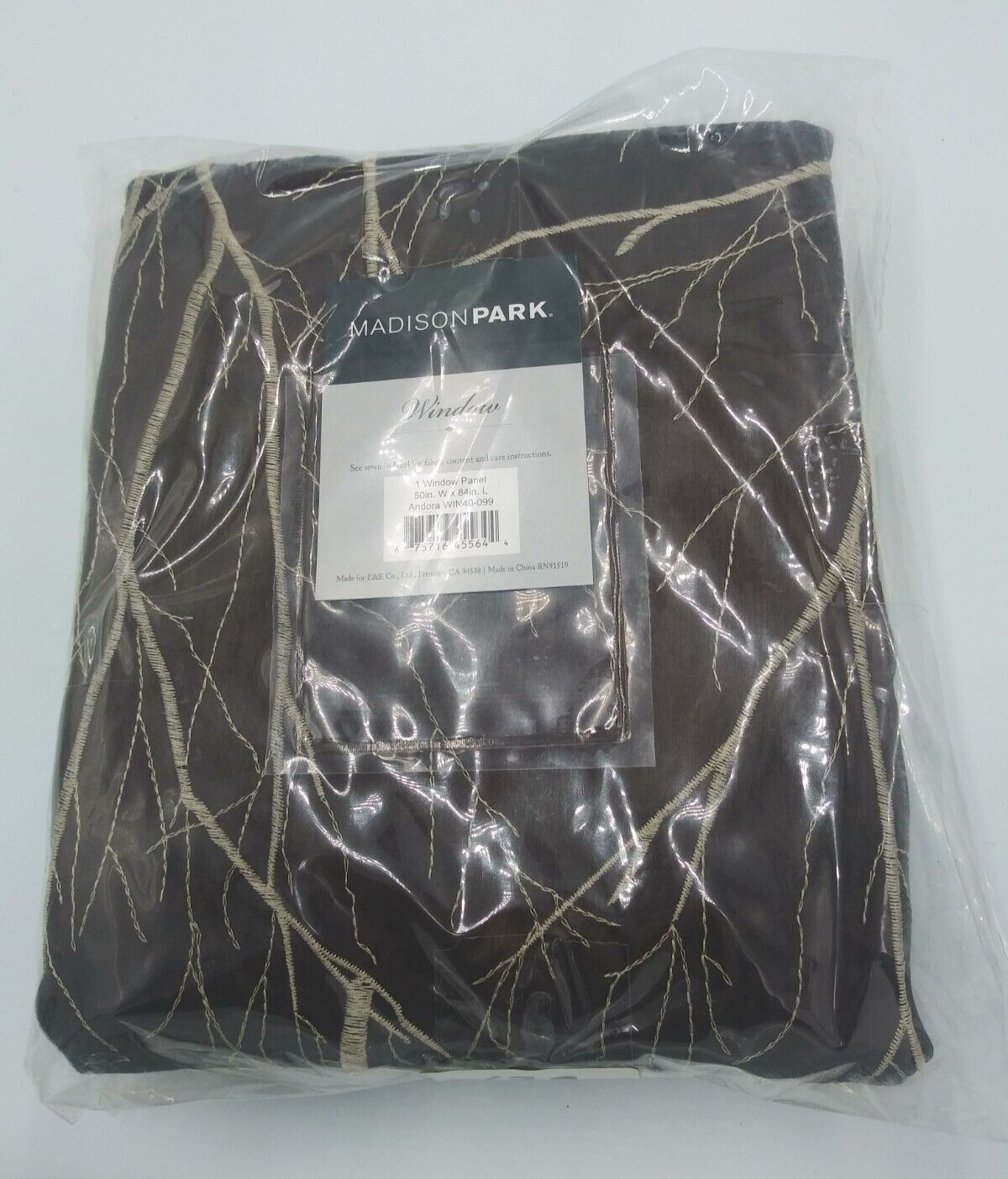 MADISON PARK ANDORA 50″ x 84″ LINED CURTAIN PANEL EMBROIDERED BRANCHES – CHOC