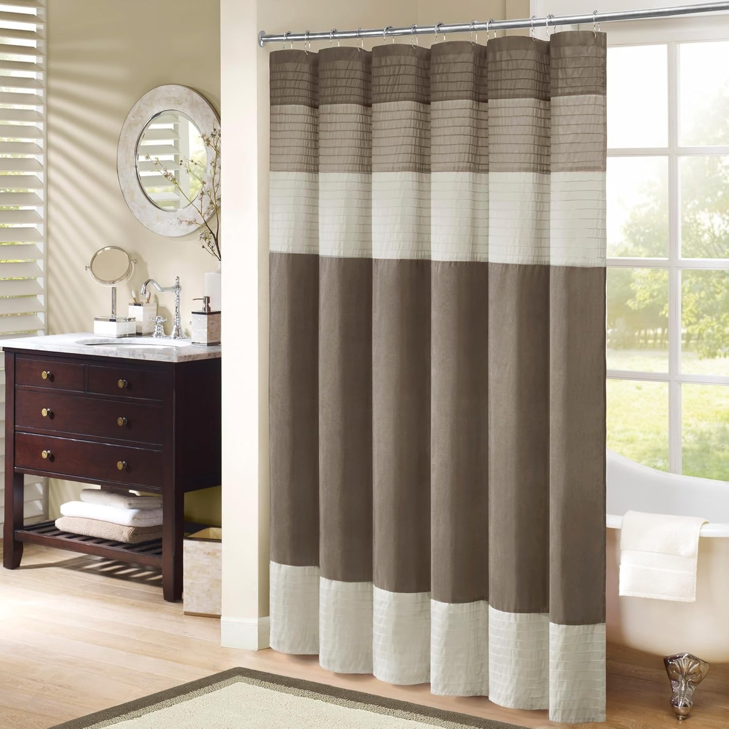 Madison Park Amherst Bathroom Shower Modern/Contemporary Pieced Curtain Faux
