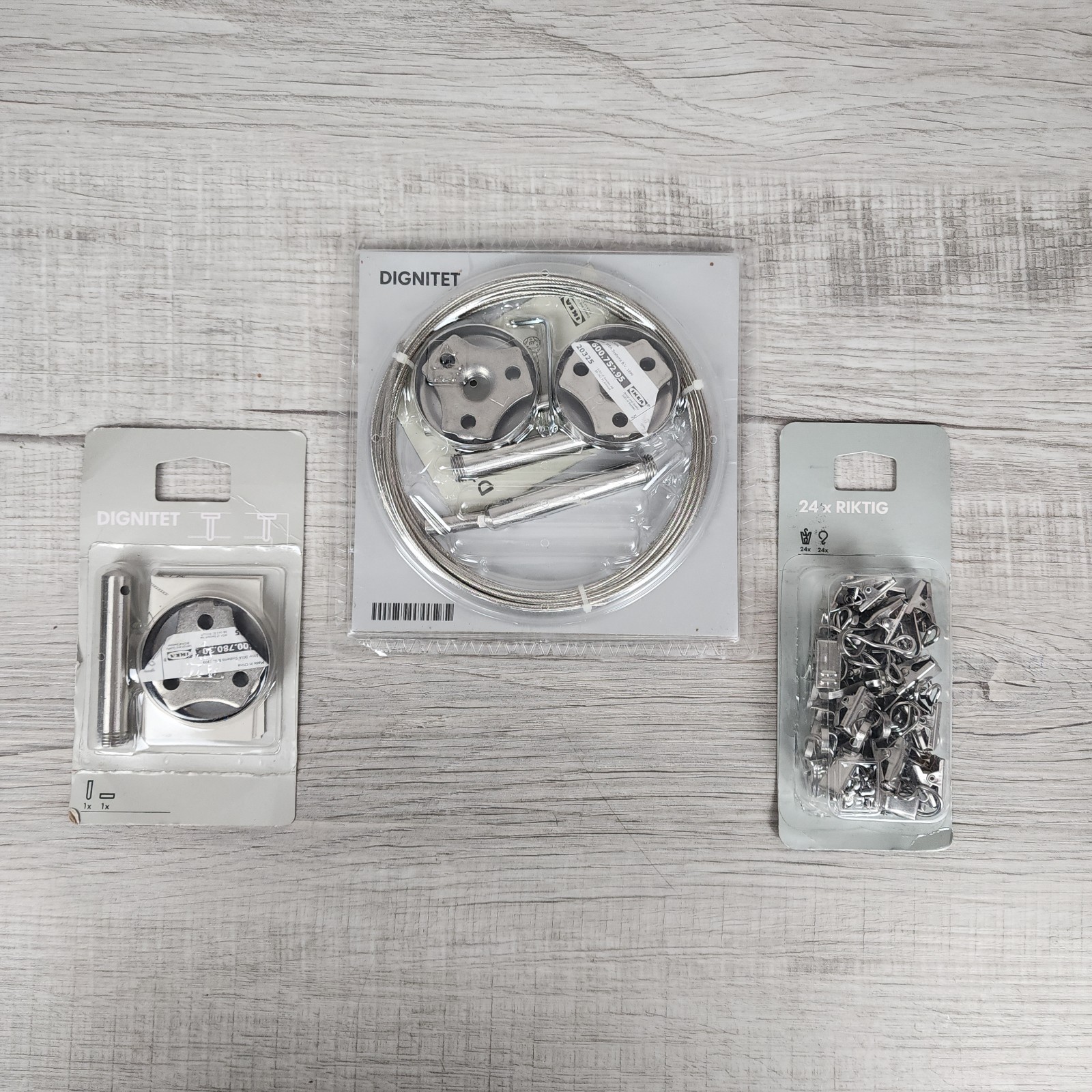 IKEA DIGNITET Curtain Wire System / Extra Connector / 24 RIKTIG Hooks NIP
