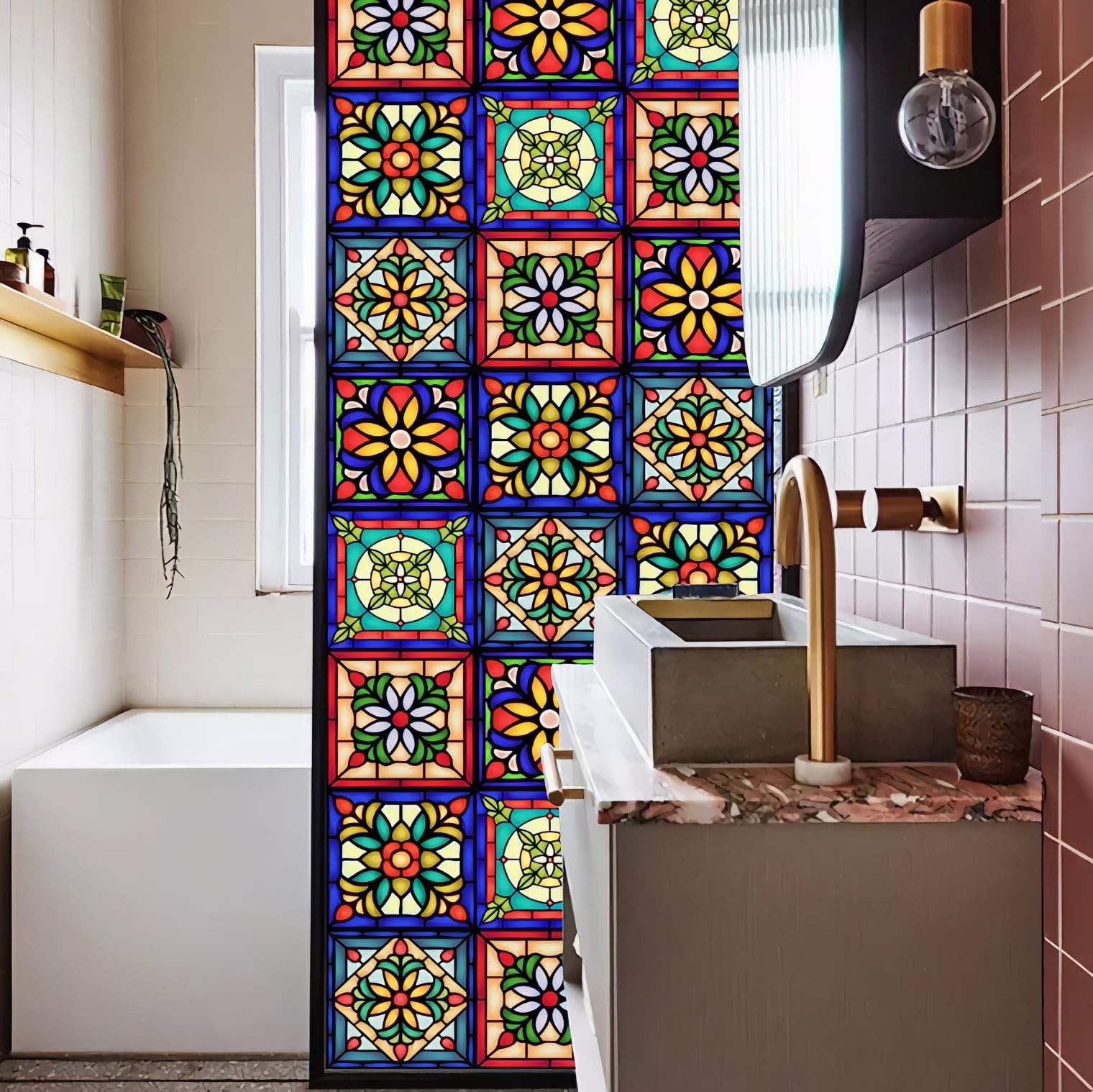 Talavera Privacy Window Film – 17.7″x78.7″ Static Cling, No Glue Design with …