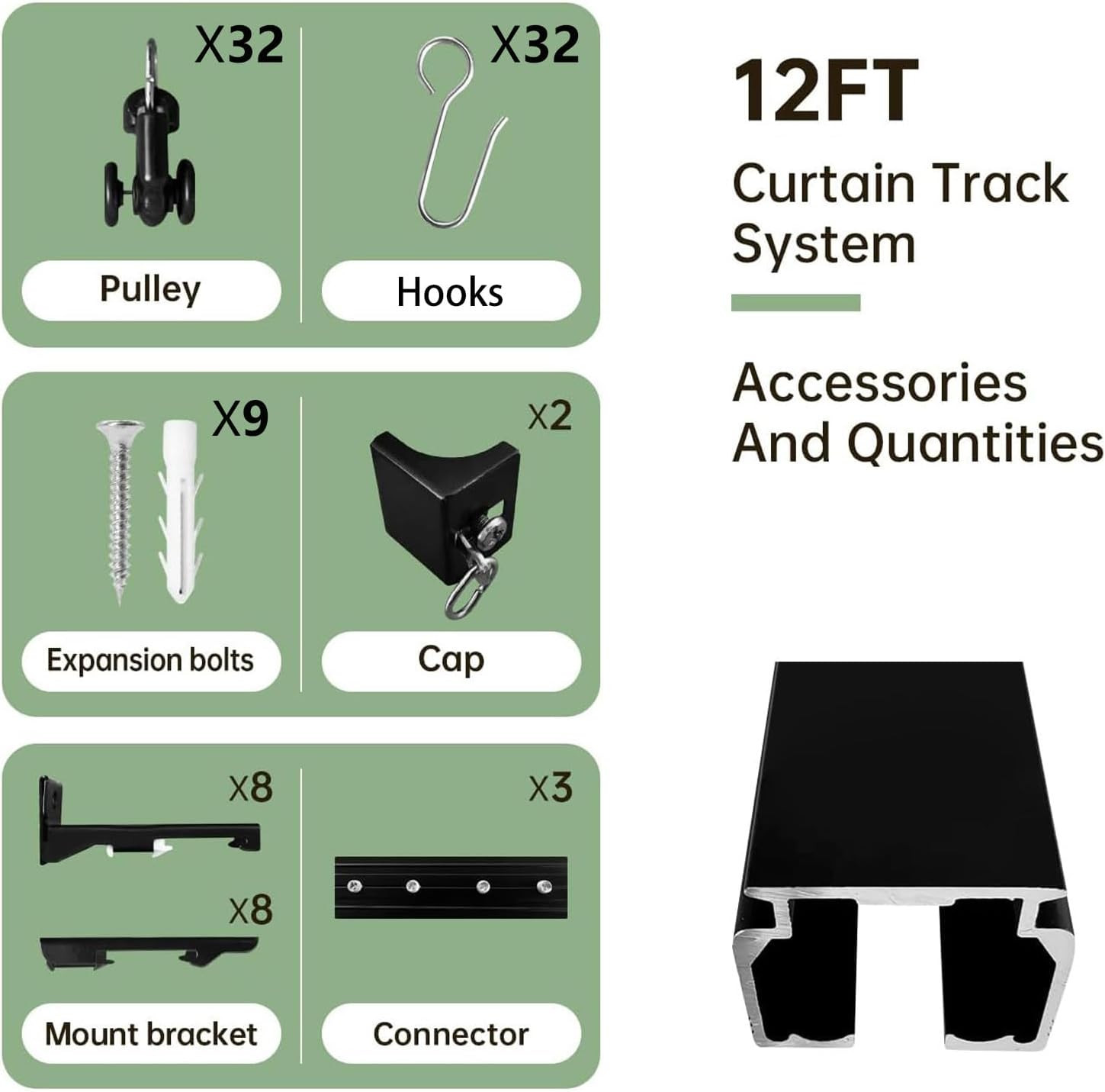 Ceiling Curtain Tracks 12FT,Curtain Track Wall Mount,Ceiling Mounted Sliding Doo