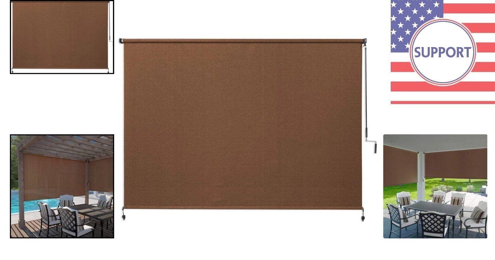 Mocha Cordless Roller Shade, 90% UV Protection – Lightweight & Water Resistant