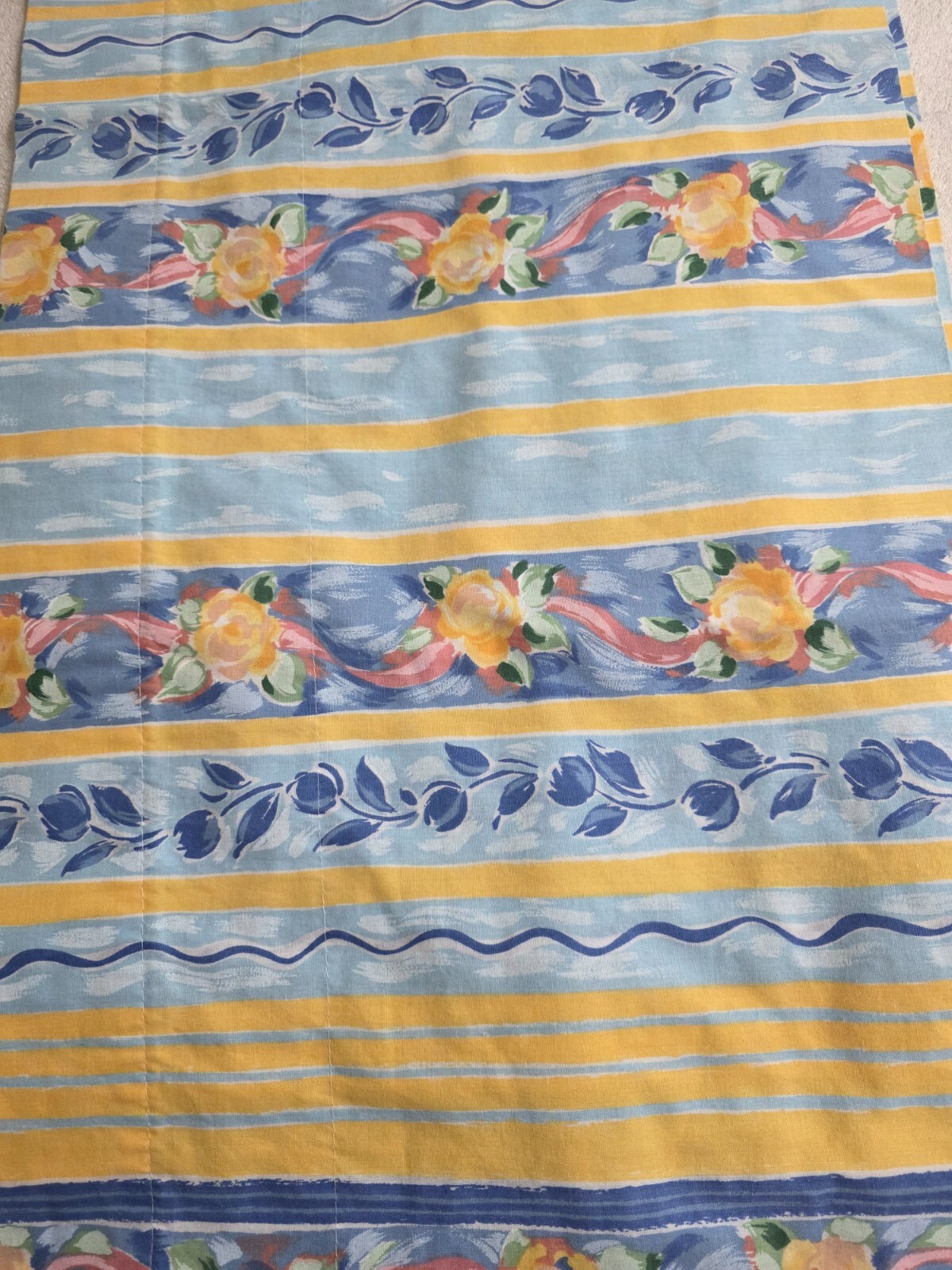 CROSCILL FIESTA WINDOW VALANCE 87×17 FLORAL STRIPE PINK BLUE YELLOW GREEN