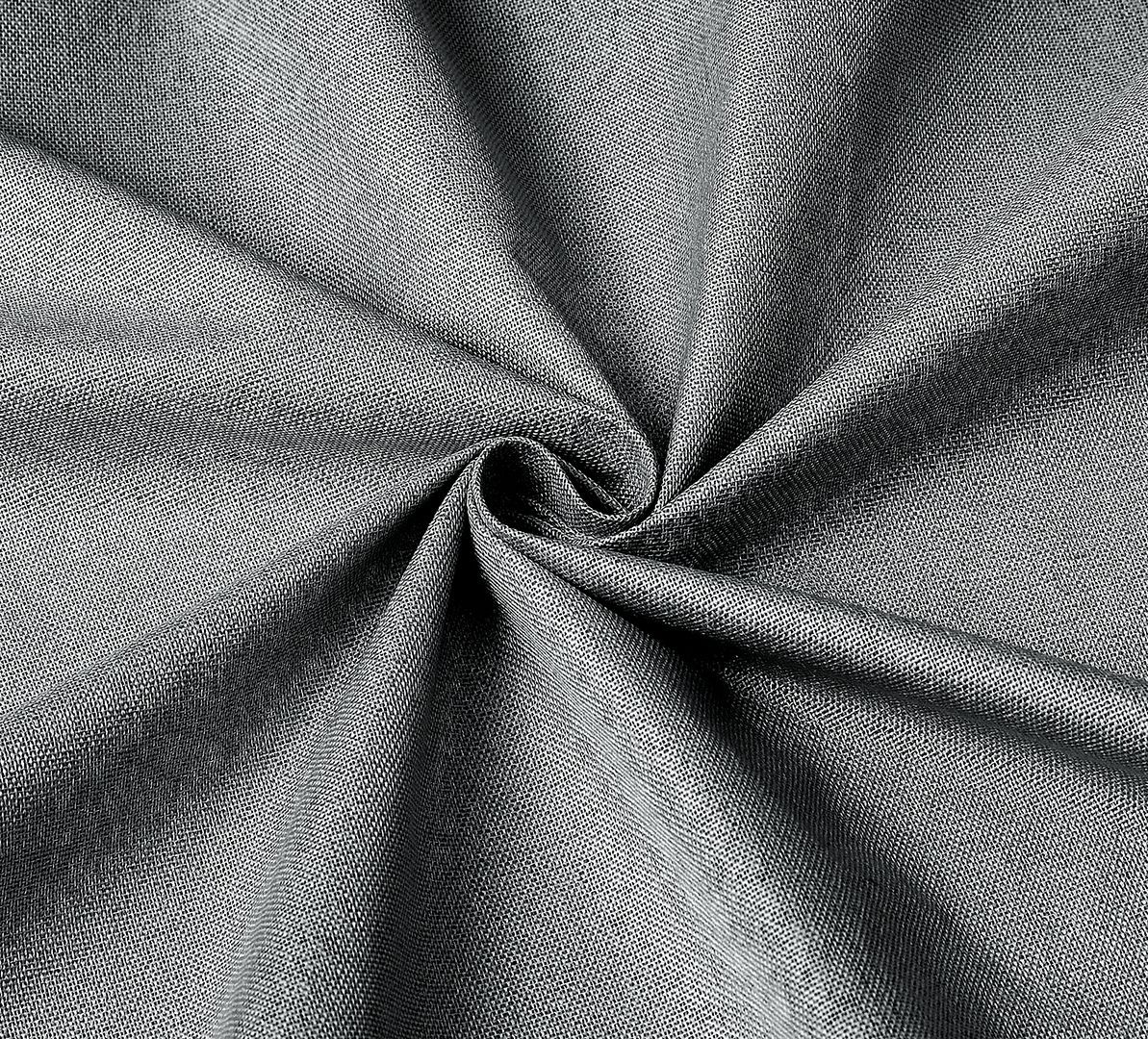 EYELET Charcoal Ring Top Linen BLACKOUT LINED Curtains with Tie Backs
