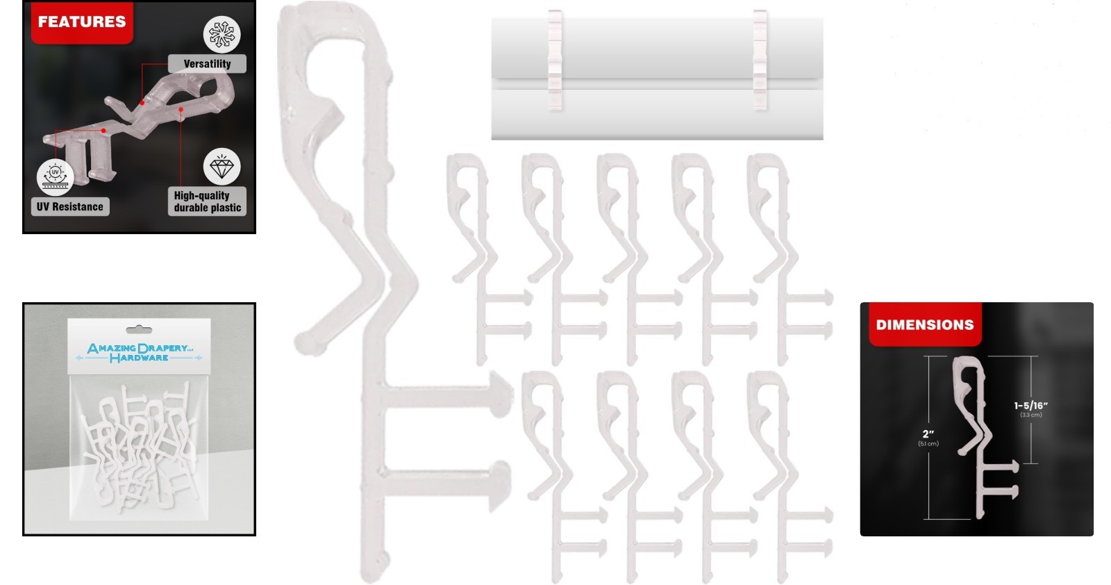 Versatile 10-Pack Clear Valance Clips – 2-Inch Plastic Brackets for Every Home