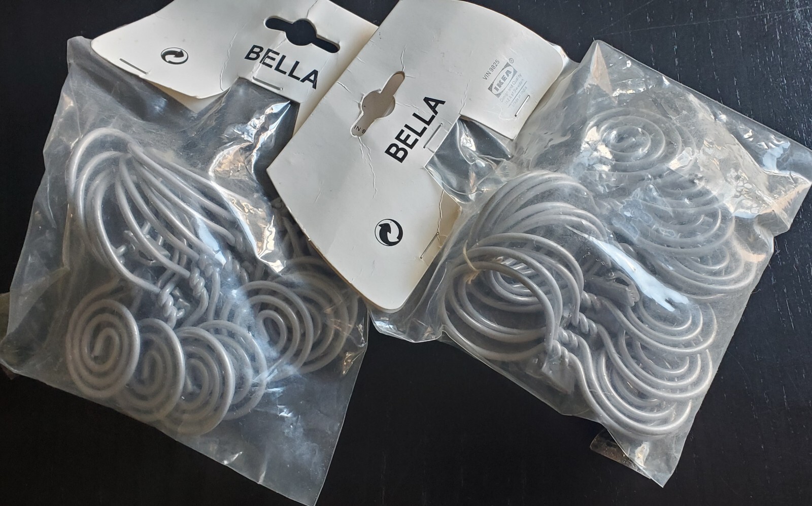 Factory Sealed – IKEA BELLA Curtain Hooks – Silver/Grey – Set of 10 x 2
