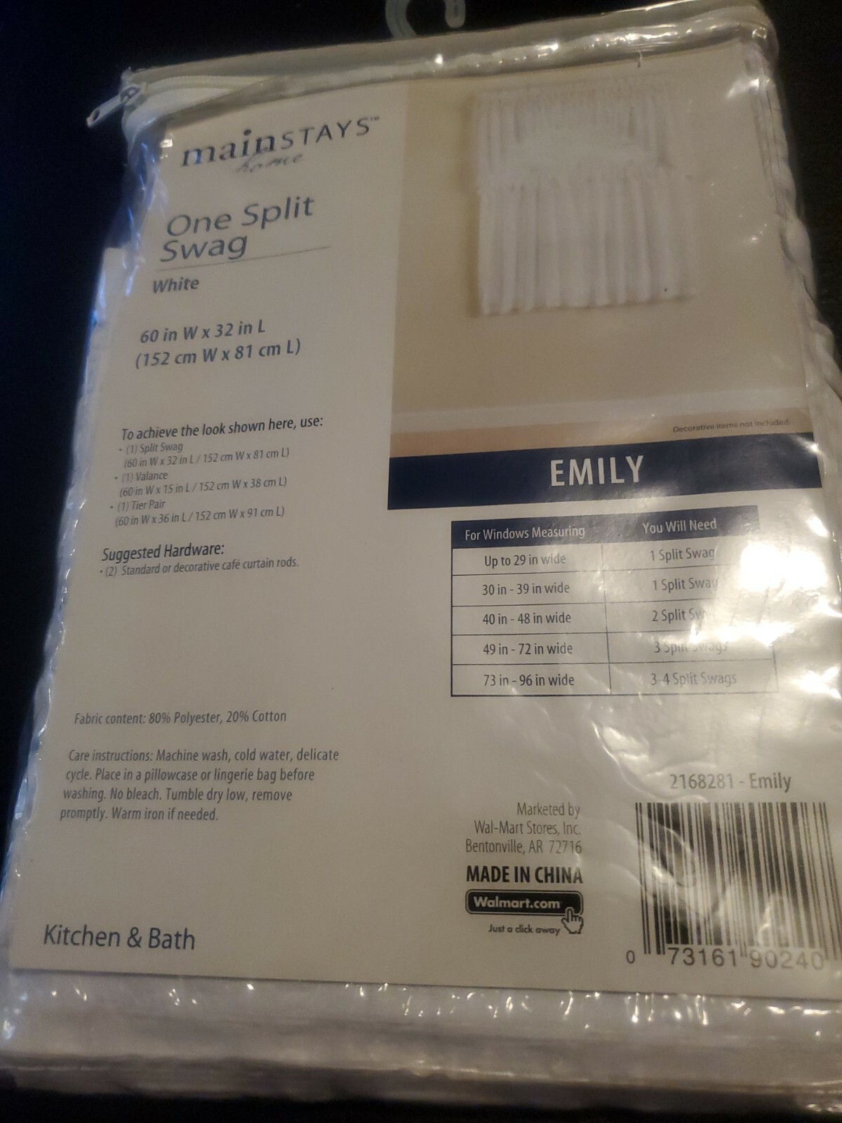 MAINSTAYS HOME Emily One Split Swag White [60″ W × 32″ L] New