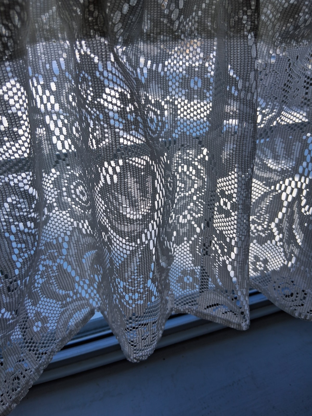 Lace Cafe Style Valance floral pattern White 58″w by 14″L 3″ rod pocket