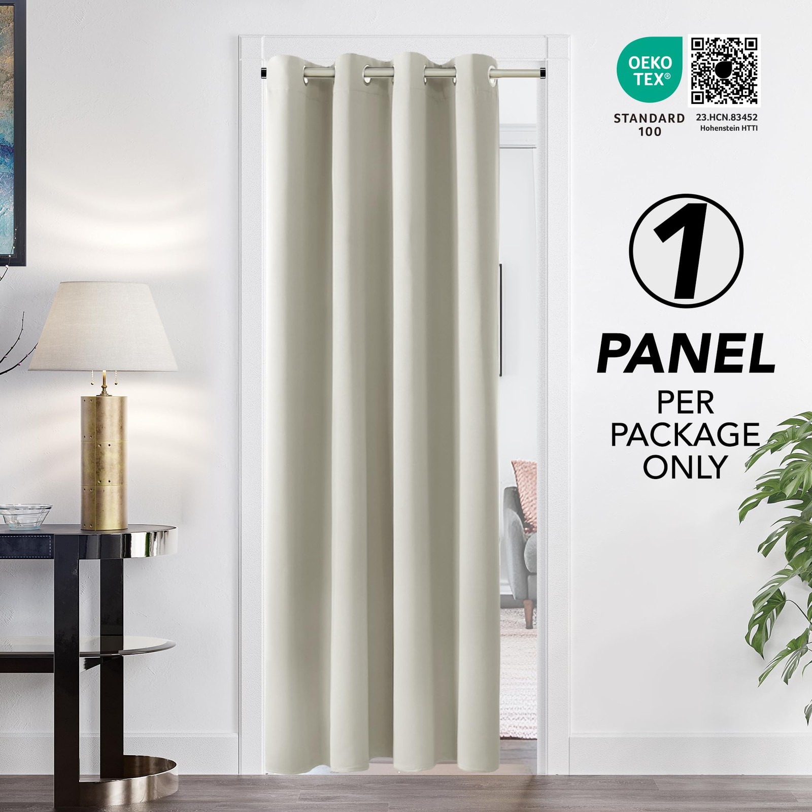 Deconovo Blackout Curtain Panel Solid Grommet Top 1 Panel Light Beige 52W x 84L