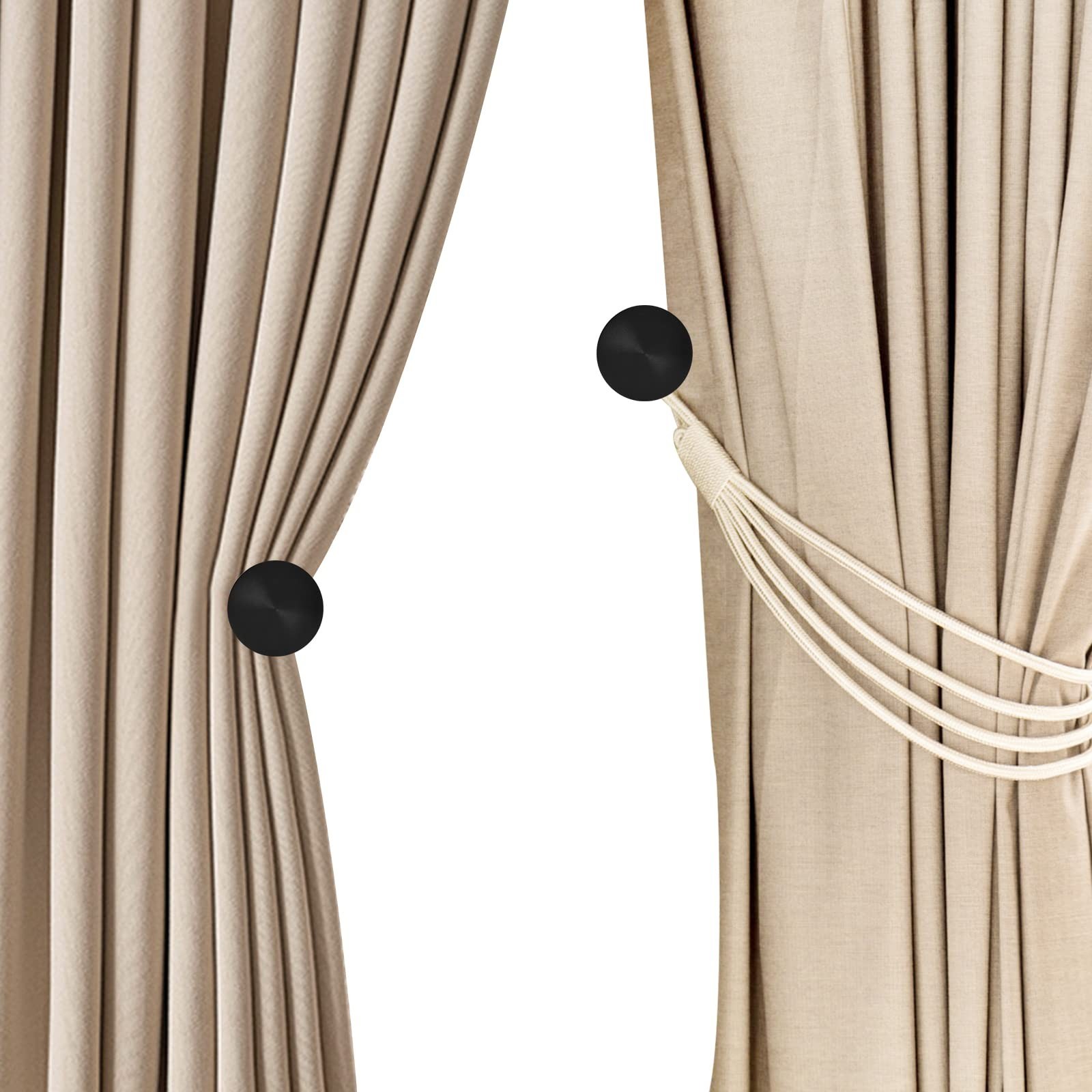 8 Pack Curtain Holdbacks – Metal Tieback Hooks for Drapes & Drapery, Black