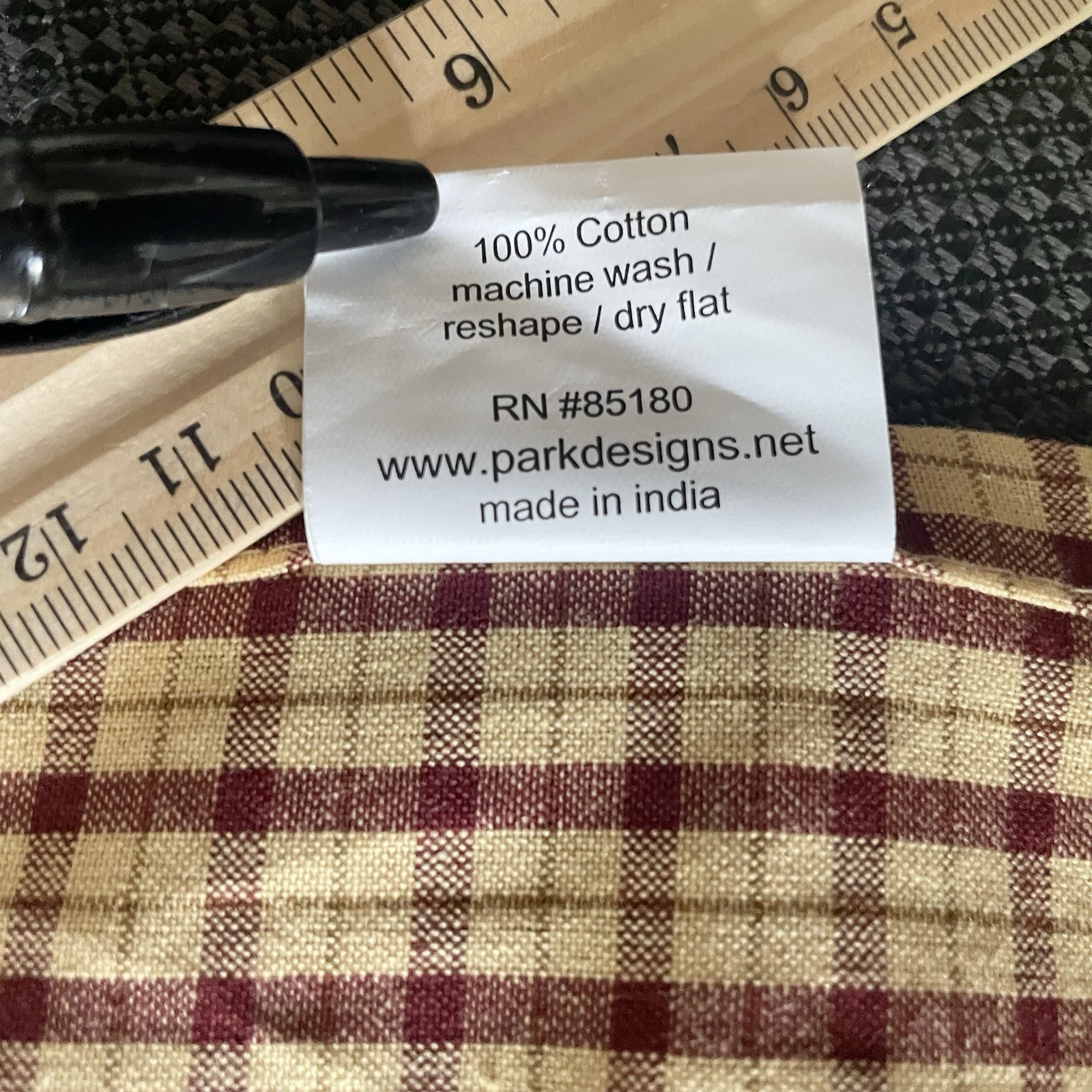 Park Designs 3pc Country Curtain Set 2 Swags & 70″ Valance Red Gingham Cotton