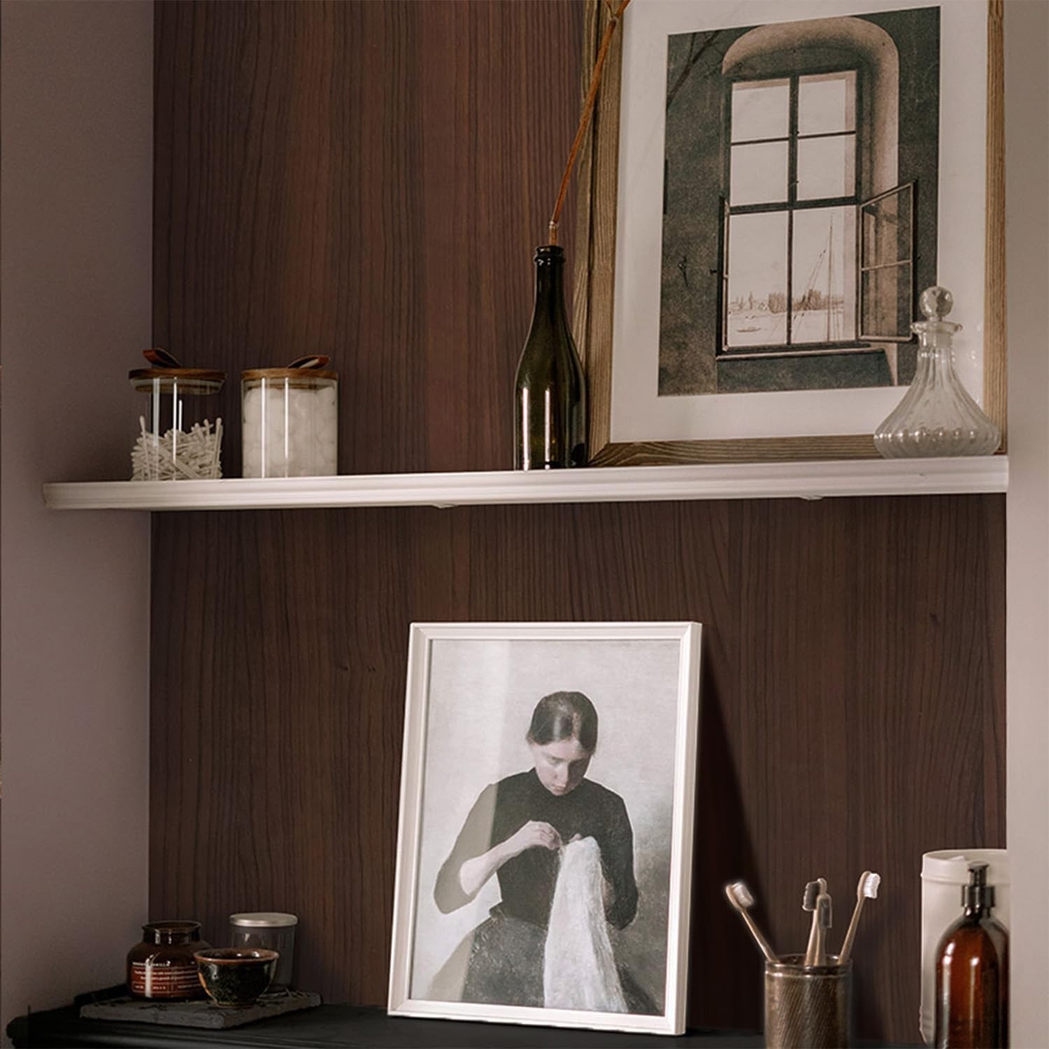 Dark Brown Wood Contact Paper, 17.3″ x 118″ Peel and Stick Waterproof Wallpap…