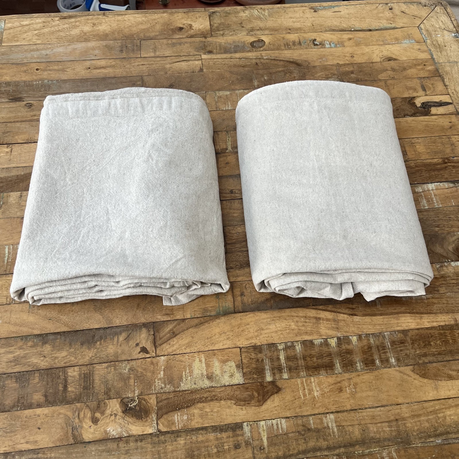 Home Curtains Set of 2 Beige Linen Blend 52.5″x 93″