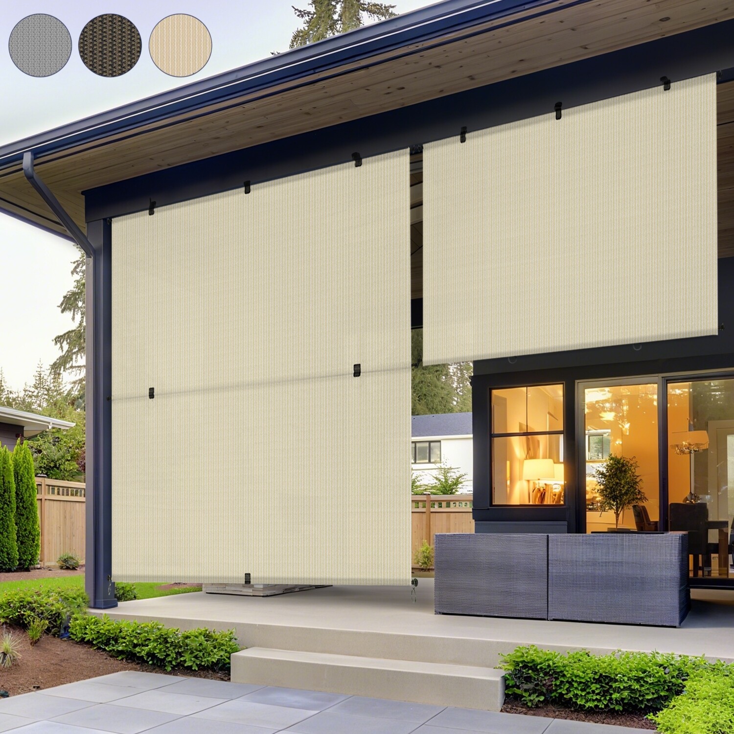 Foldable Sun Shade Curtain Roll up Shade Roller Shade Patio Porch Gazebo Pergola