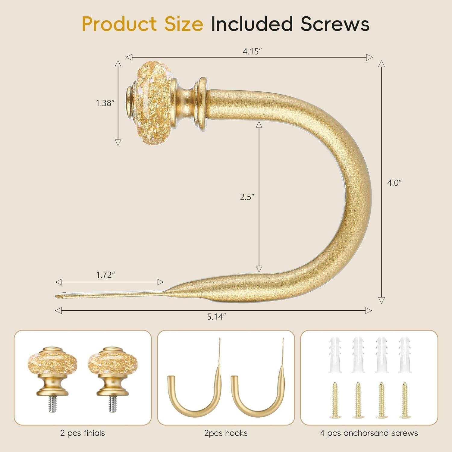 Curtain Holdbacks Gold 2 Pack, Metal Curtain Tiebacks with Decorative Vintage…