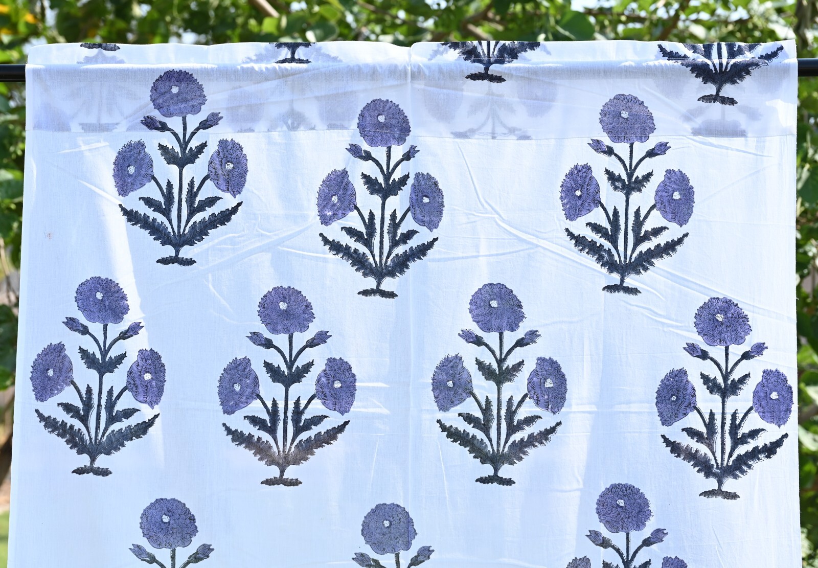 Purple Hand block Print Curtain Panels Set of 2 Panel Indian Cotton Curtains